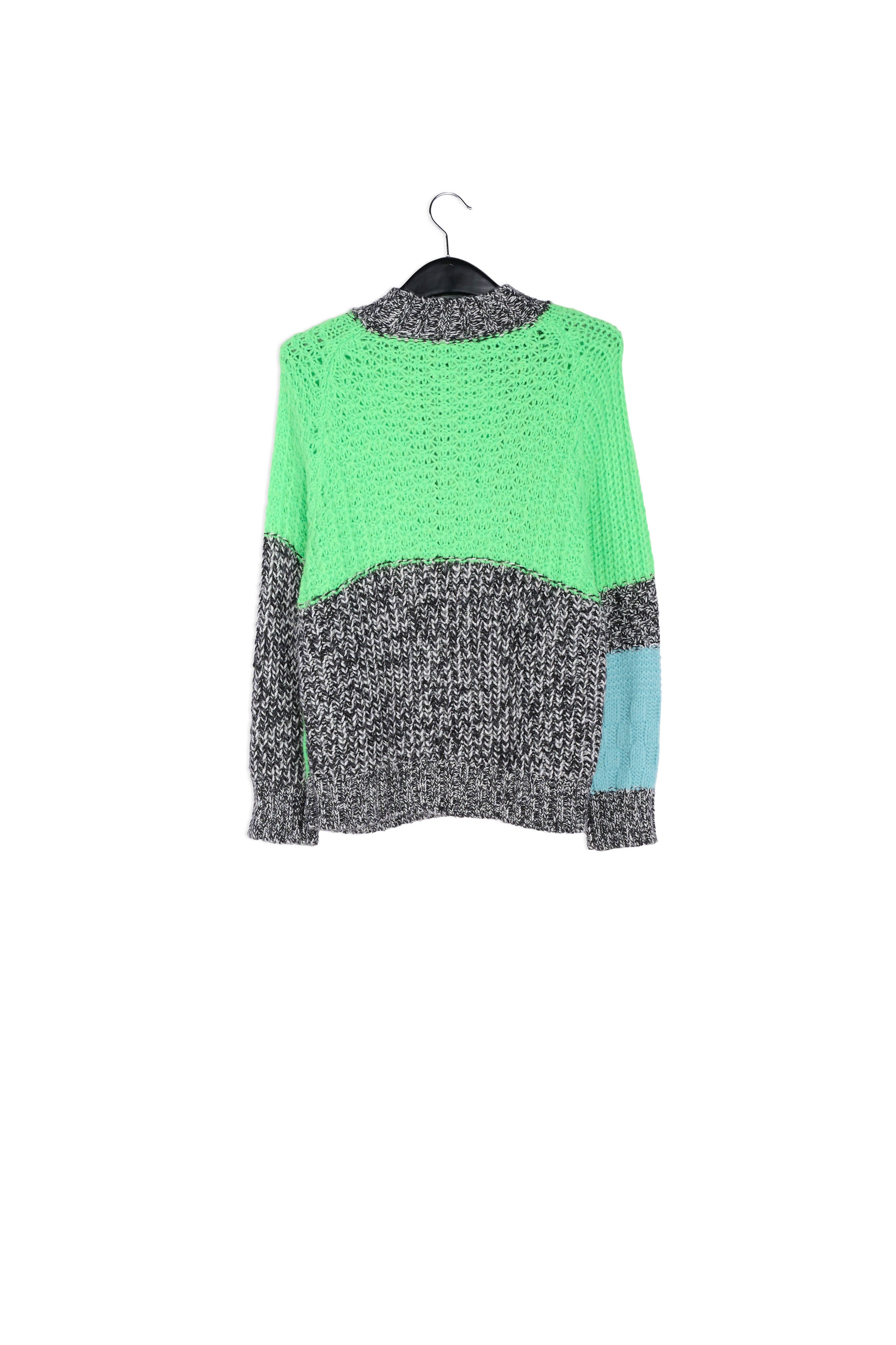 Light blue and neon green knit sweater RE—SSENTIEL | Essentiel second hand