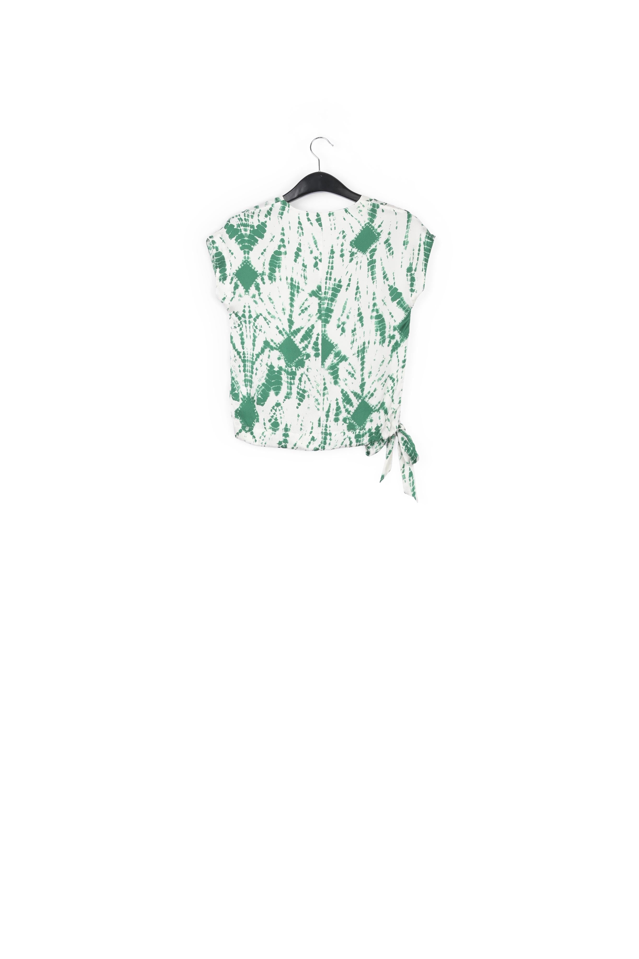 Top en soie tie-dye blanc cassé et vert RE—SSENTIEL | Essentiel second hand