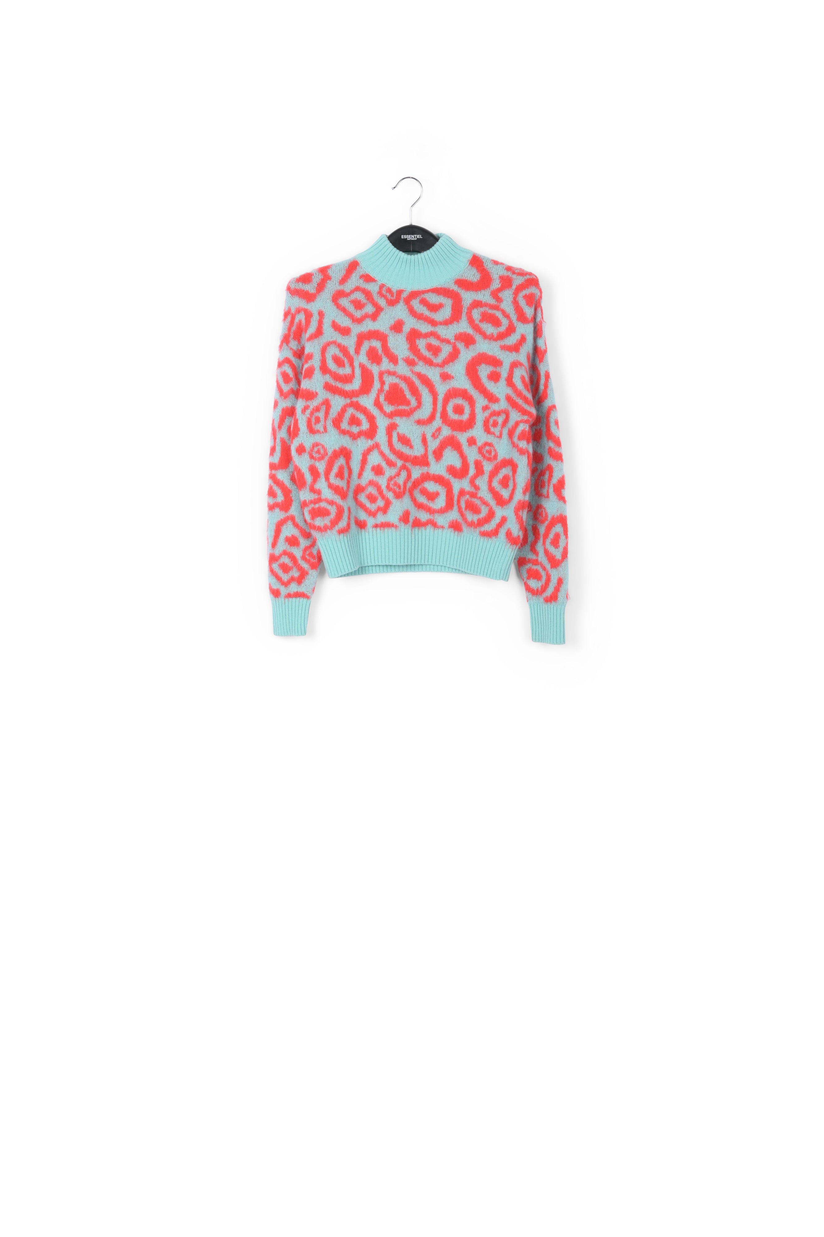Blue and red leopard-print knit sweater RE—SSENTIEL | Essentiel second hand