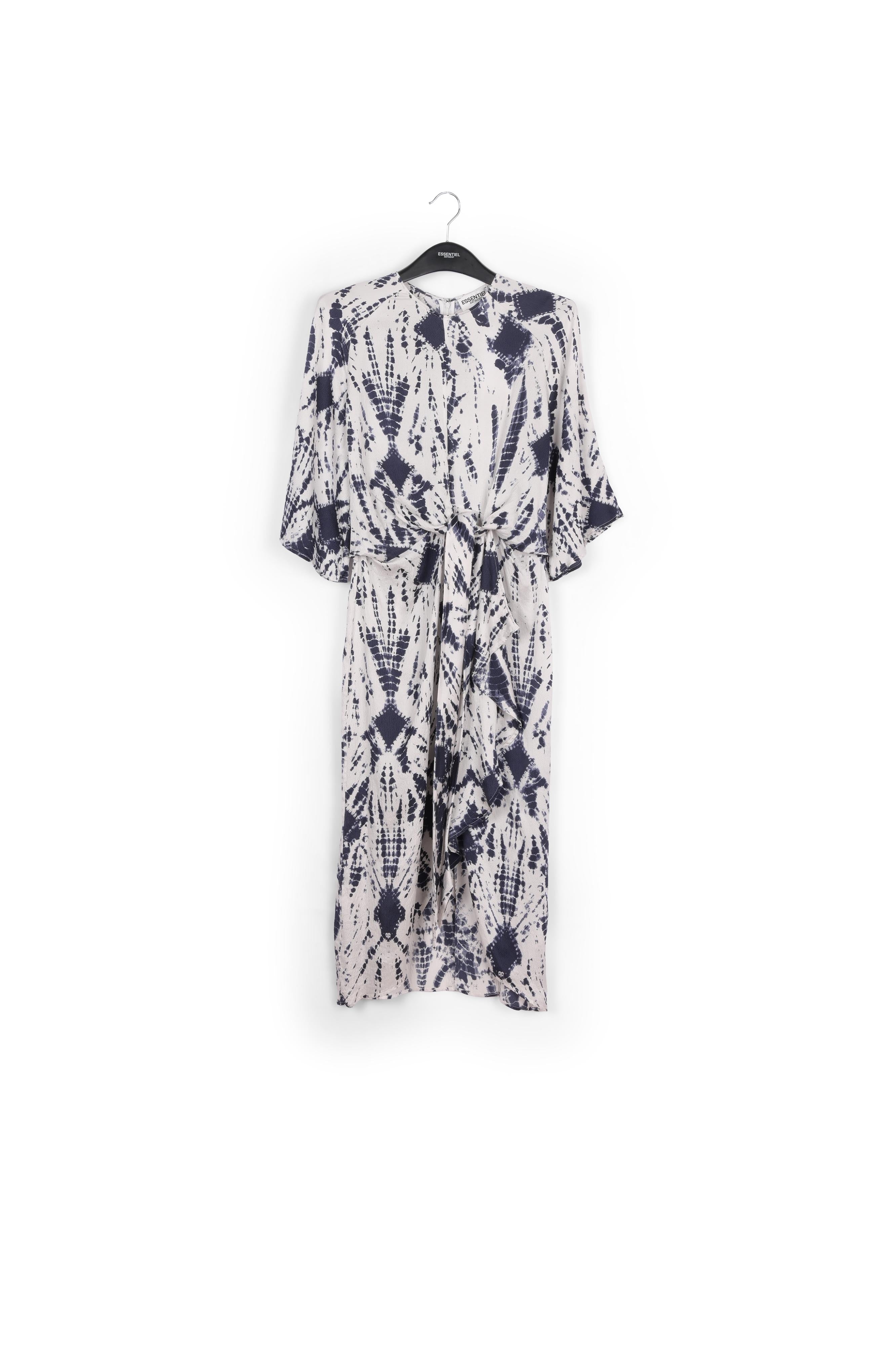 Off-white and red tie-dyed silk midi dress RE—SSENTIEL | Essentiel second hand