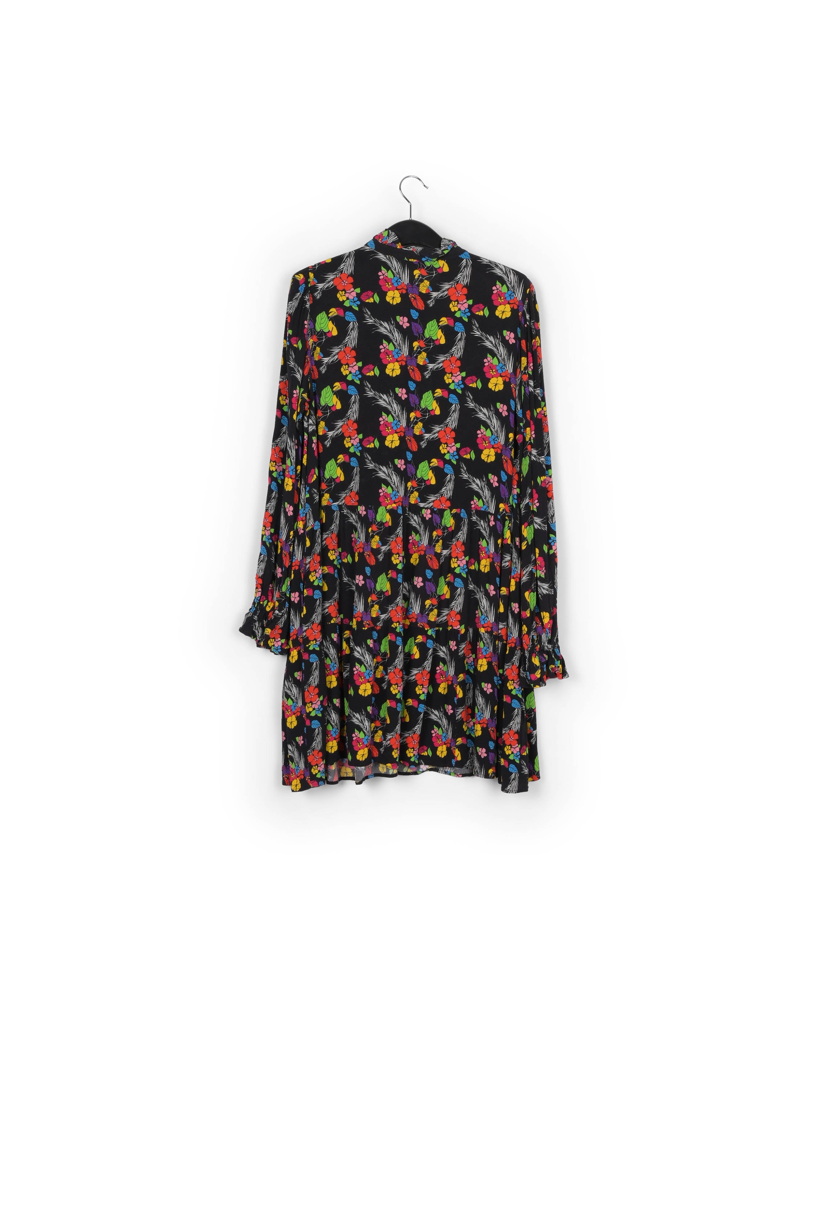 Black tropical print mini dress RE—SSENTIEL | Essentiel second hand