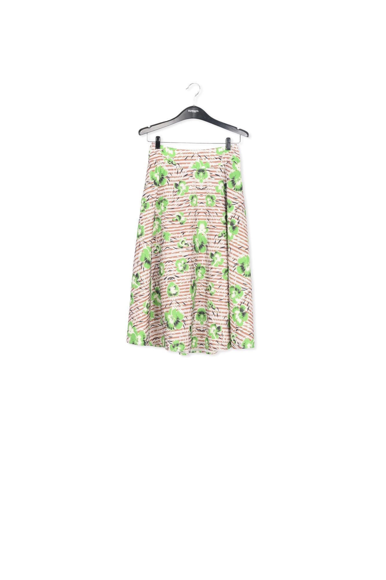 Stripe and green floral print A-line skirt RE—SSENTIEL | Essentiel second hand