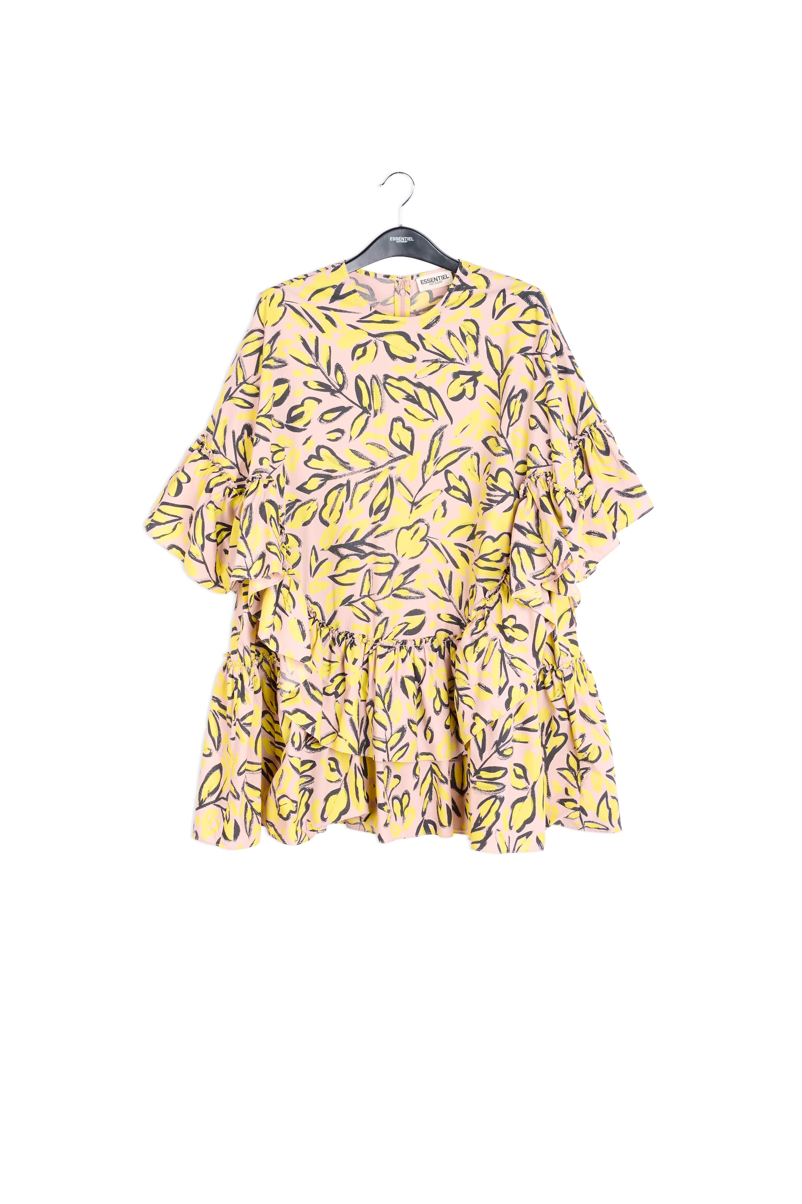 Beige katoenen jurk met volants RE—SSENTIEL | Essentiel second hand