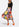 Midirok met zwart, oranje en gele bloemenprint Faume - seconde main