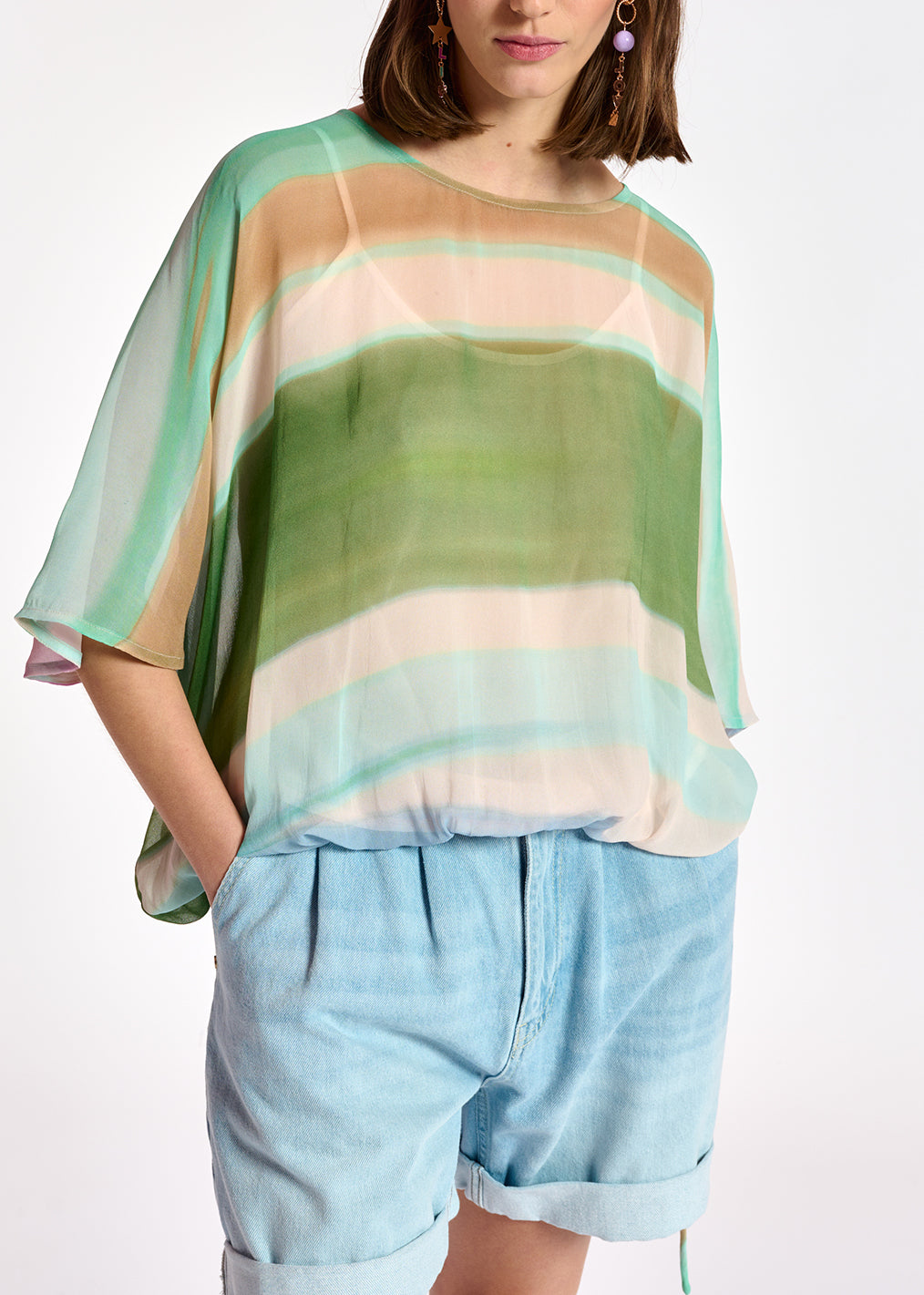 Multicolor voluminous sheer top RE—SSENTIEL | Essentiel second hand