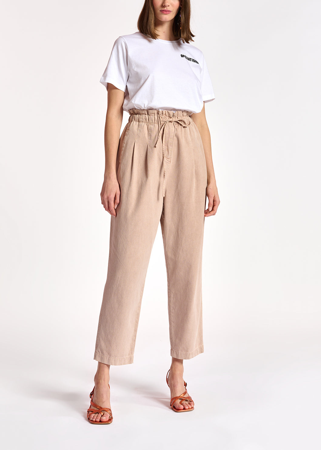 Beige cotton tapered pants RE—SSENTIEL | Essentiel second hand
