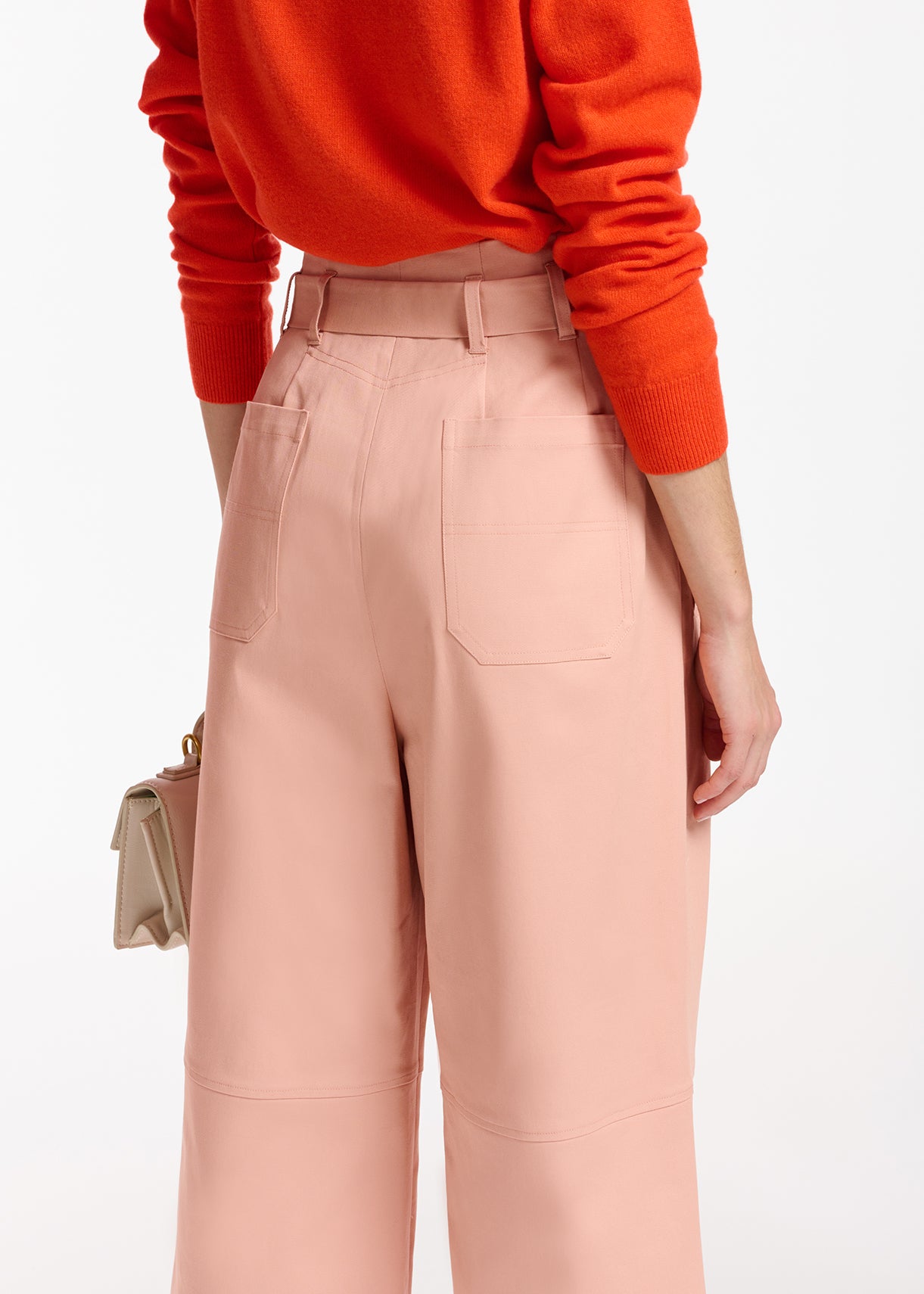 Pink belted straight-leg pants RE—SSENTIEL | Essentiel second hand
