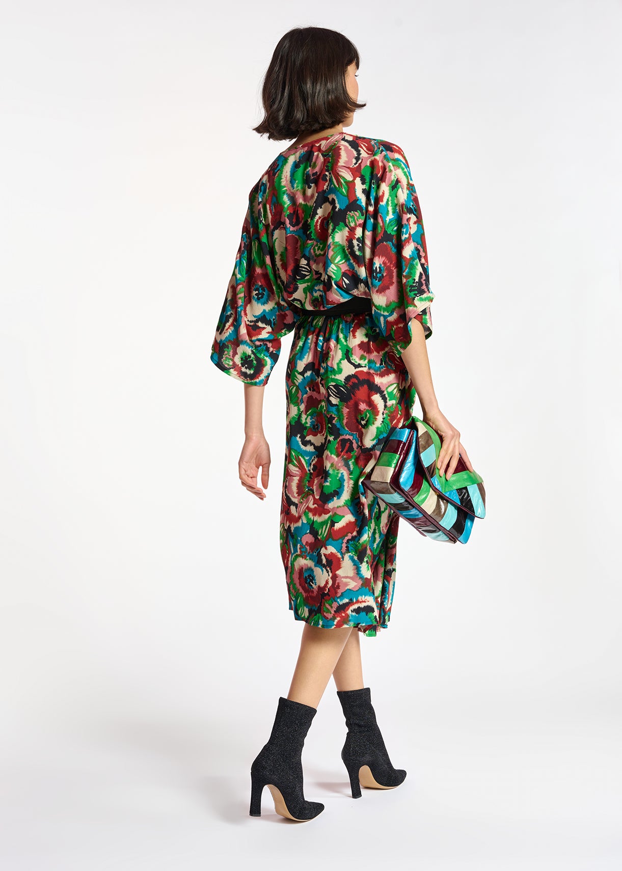 Multicolor kimono dress with floral print RE—SSENTIEL | Essentiel second hand