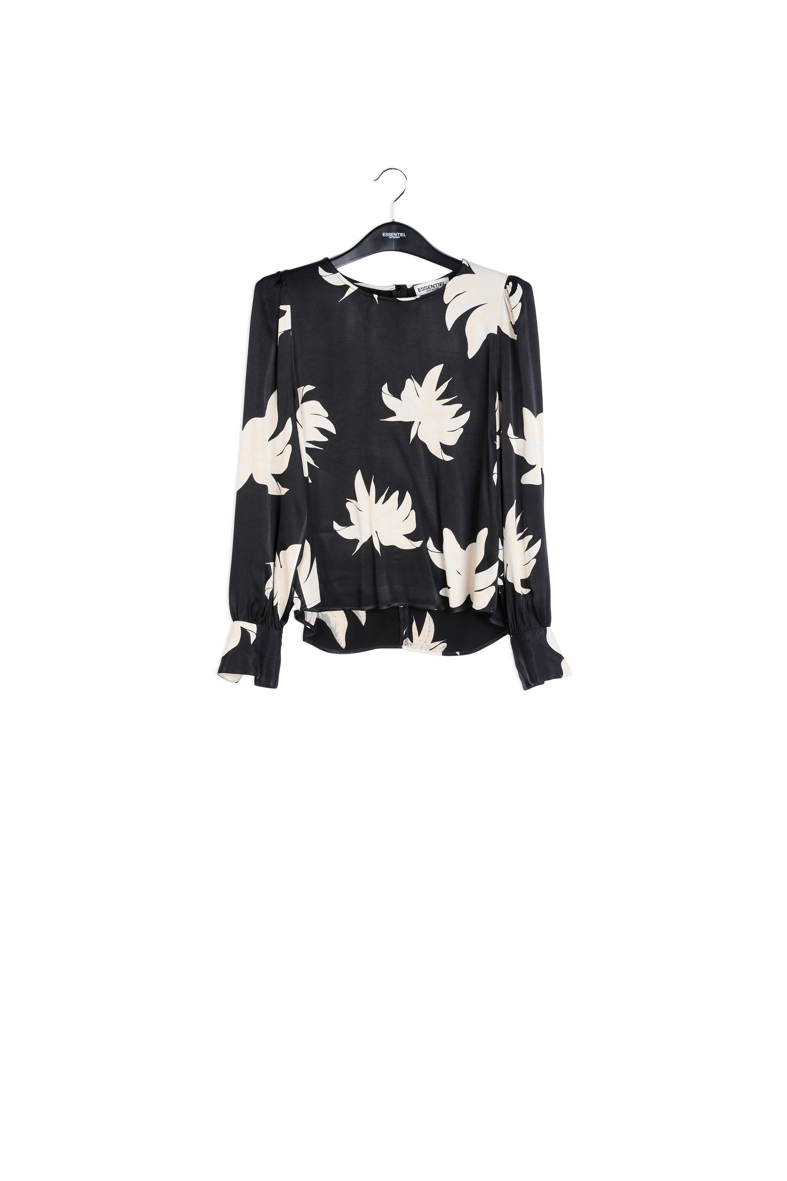 Black and off-white floral top RE—SSENTIEL | Essentiel second hand