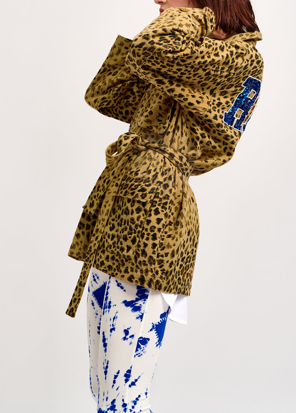 Leopard-print cotton jacket with sequin embroidery RE—SSENTIEL | Essentiel second hand