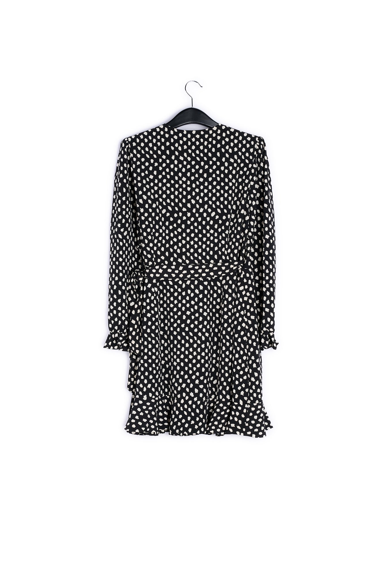 Mini robe cache-cœur noire à pois RE—SSENTIEL | Essentiel second hand