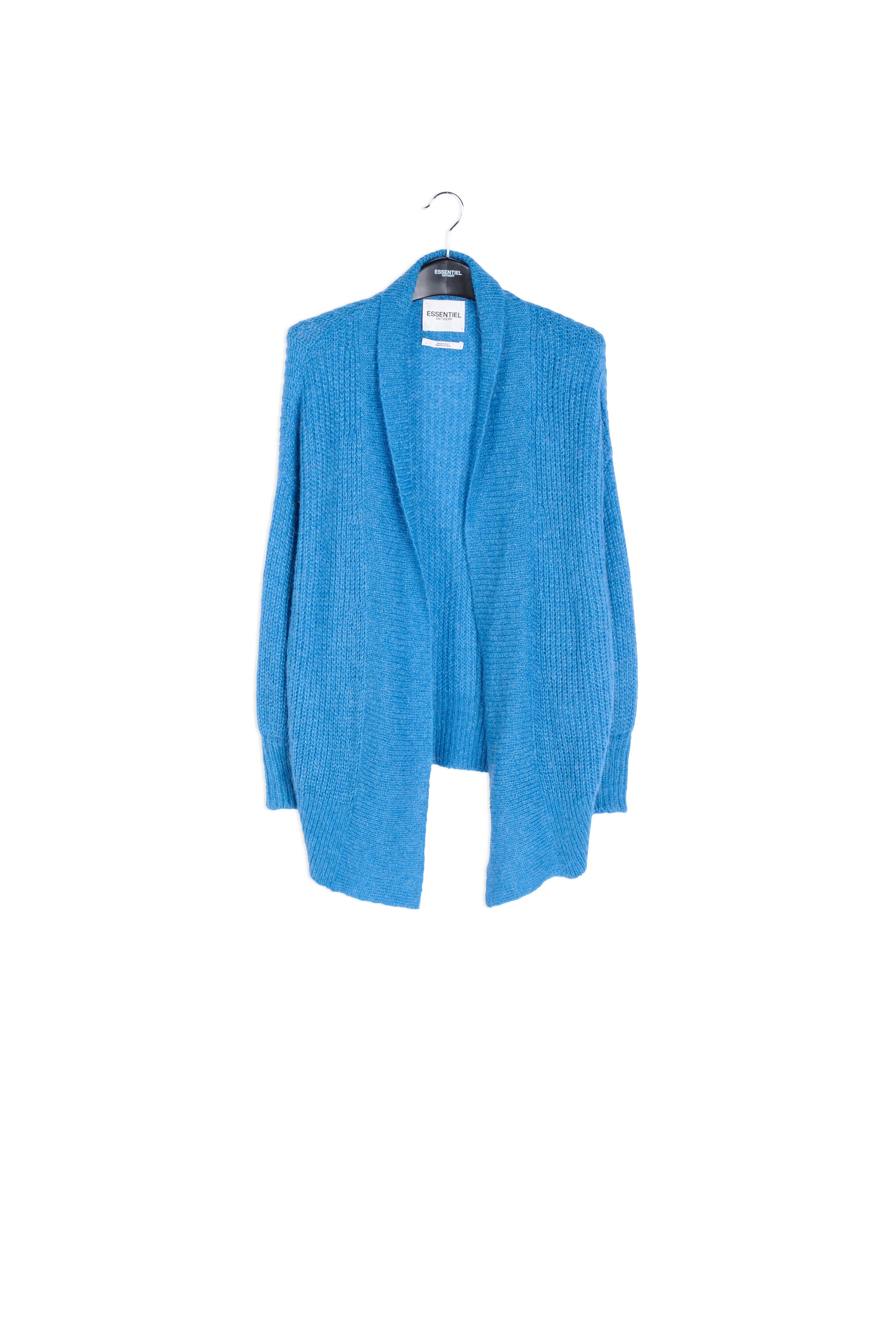 Cardigan bleu vif à col replié RE—SSENTIEL | Essentiel second hand