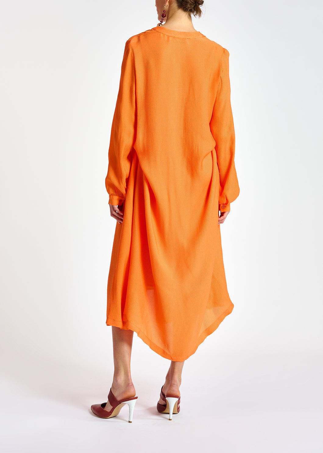 Orange midi-length shirt dress RE—SSENTIEL | Essentiel second hand