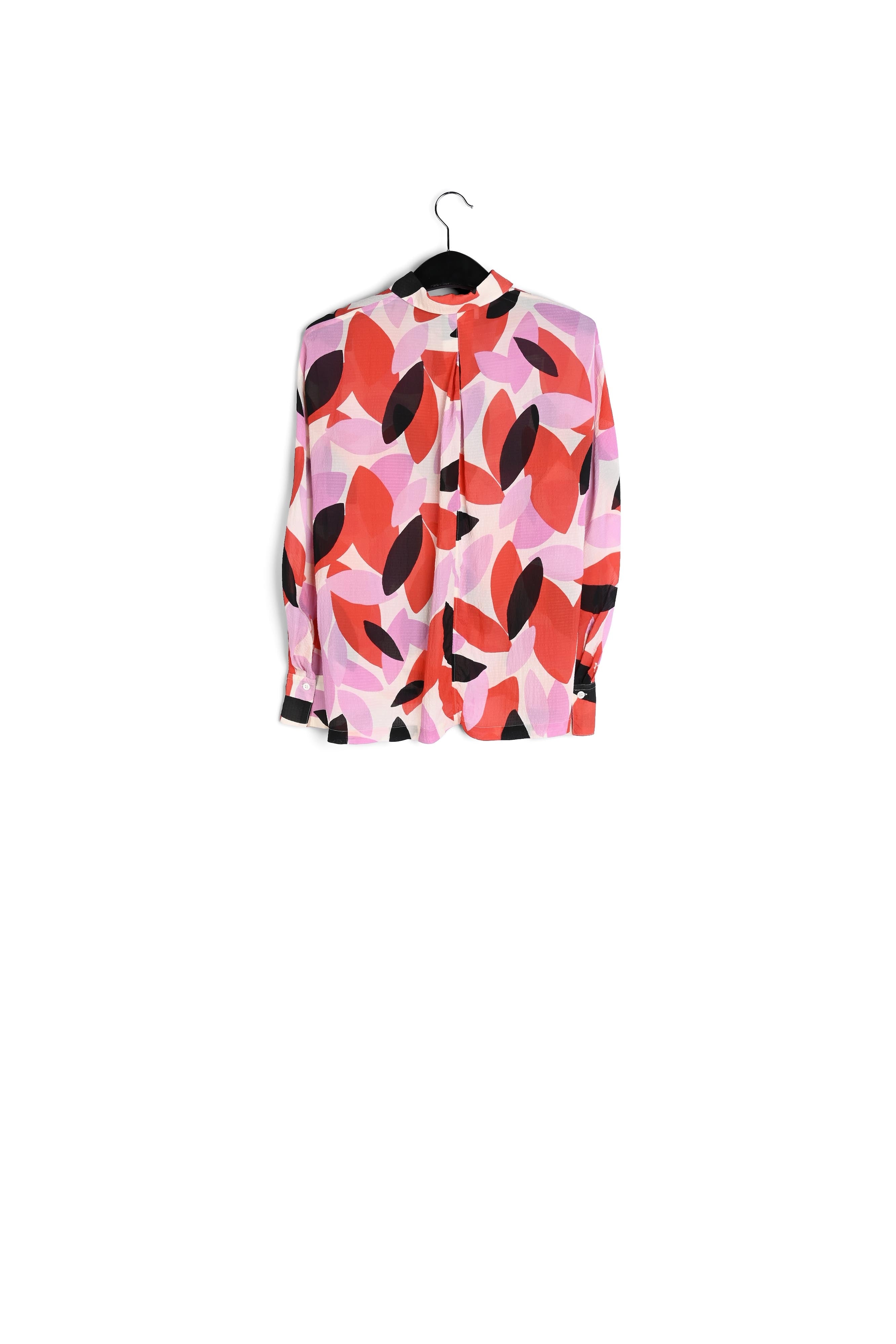Hemd met gebroken witte, rode en roze abstracte print RE—SSENTIEL | Essentiel second hand