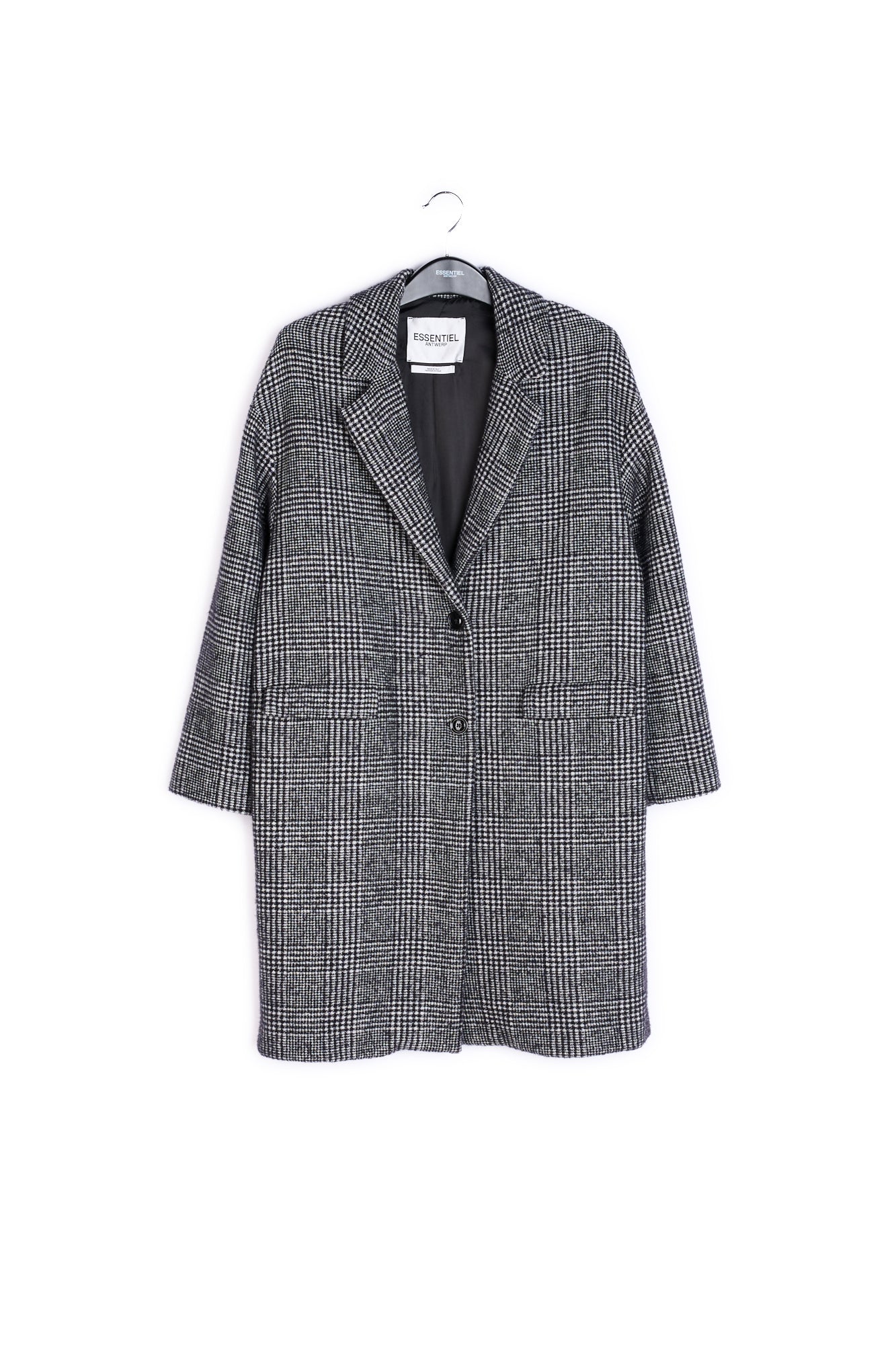 Blue and black wool blend coat RE—SSENTIEL | Essentiel second hand