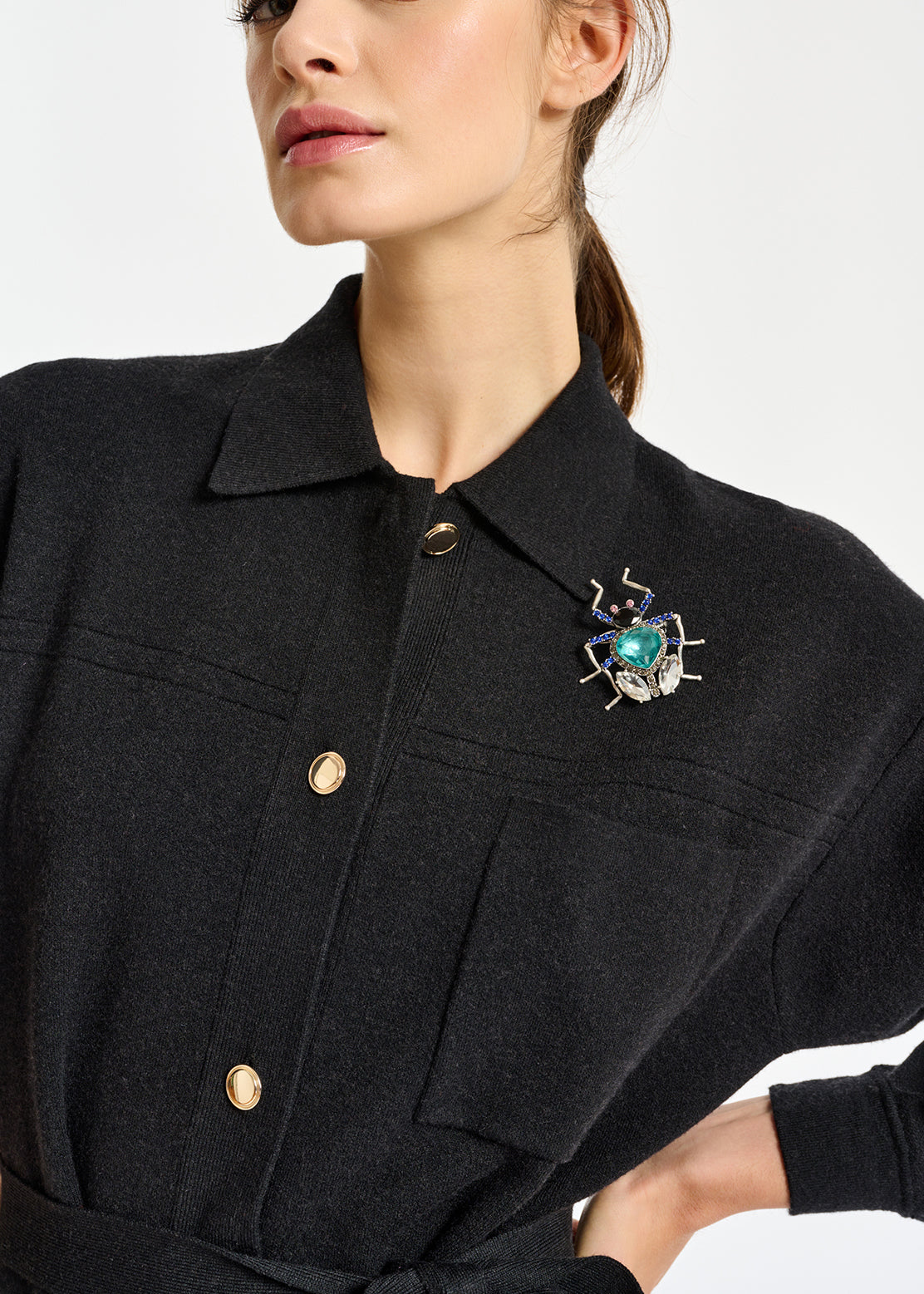 Black belted midi-length knit RE—SSENTIEL | Essentiel second hand