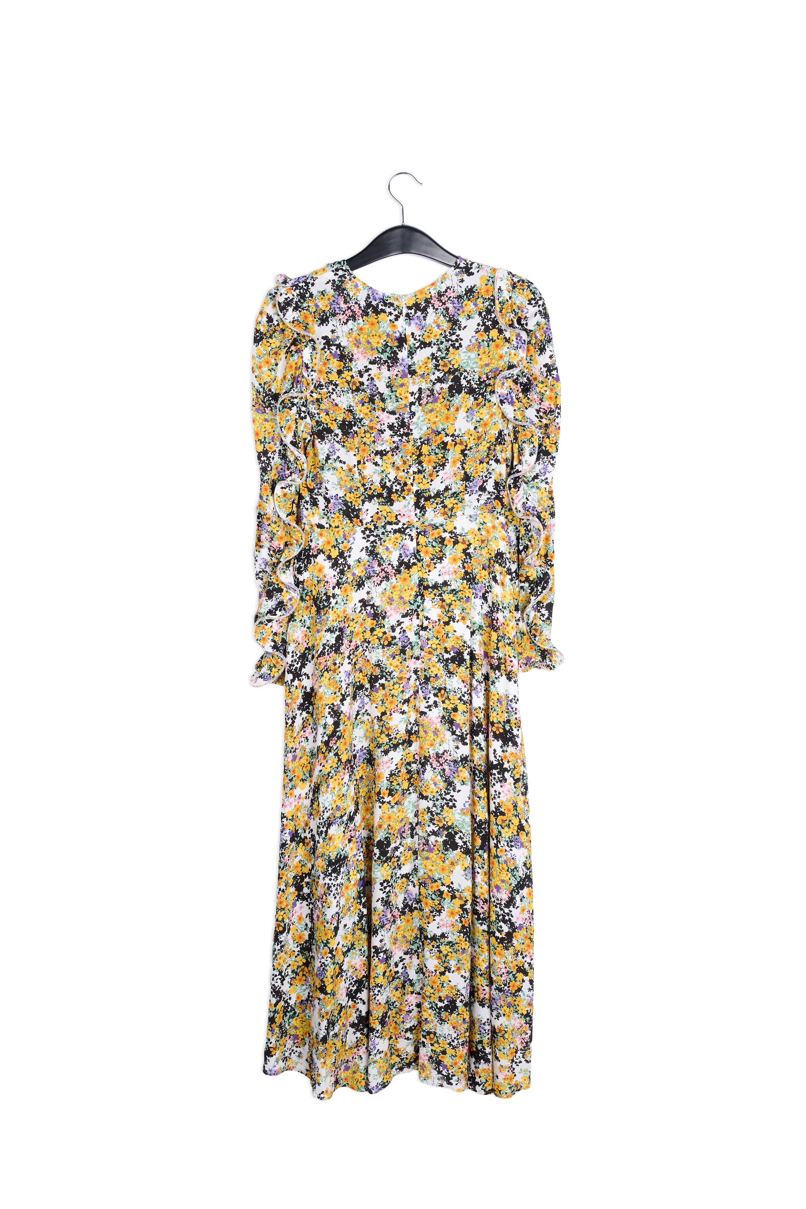 Off-white ruffled floral-print maxi dress RE—SSENTIEL | Essentiel second hand