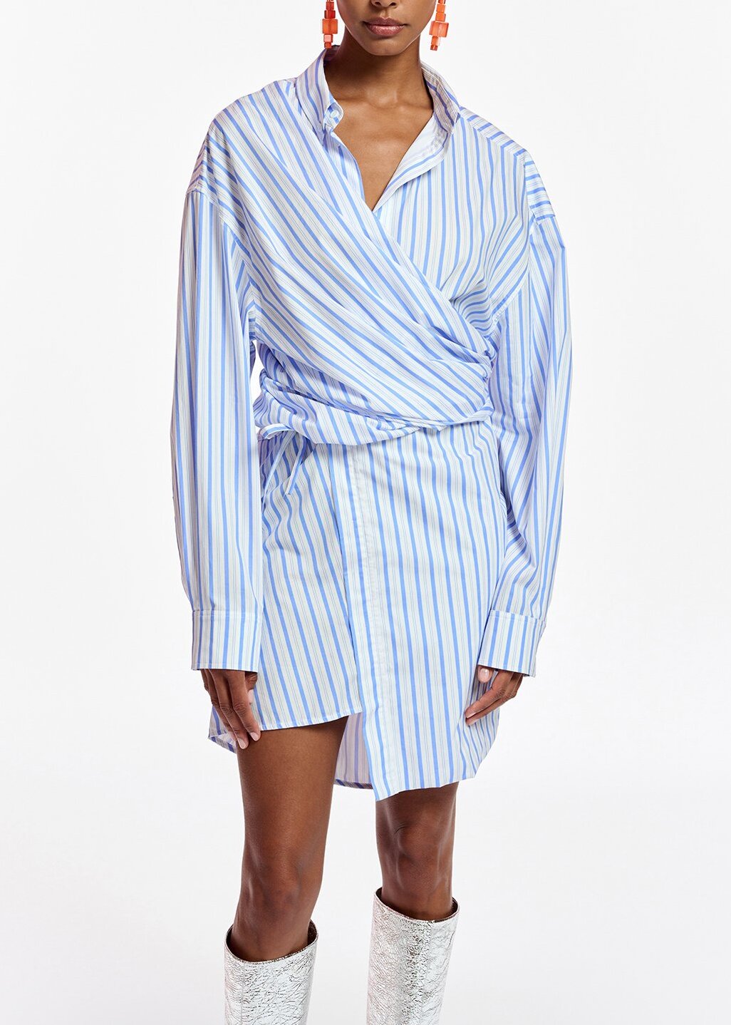 Mini robe en coton à  rayures blanches et bleues RE—SSENTIEL | Essentiel second hand