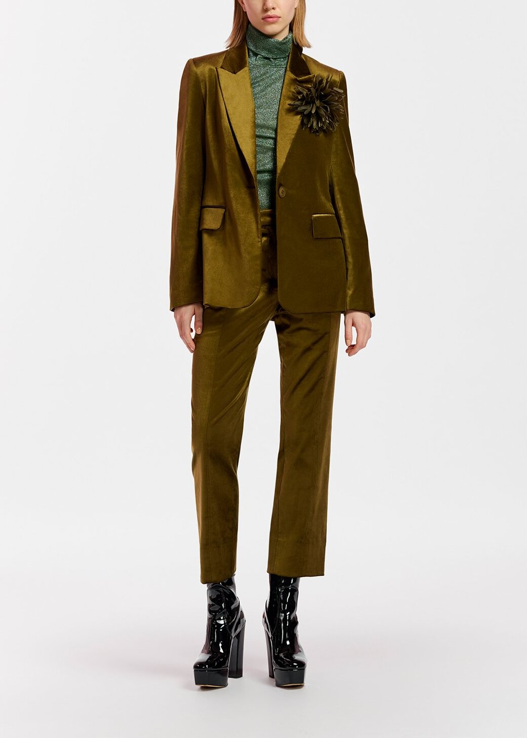 Dark green lurex turtleneck top RE—SSENTIEL | Essentiel second hand