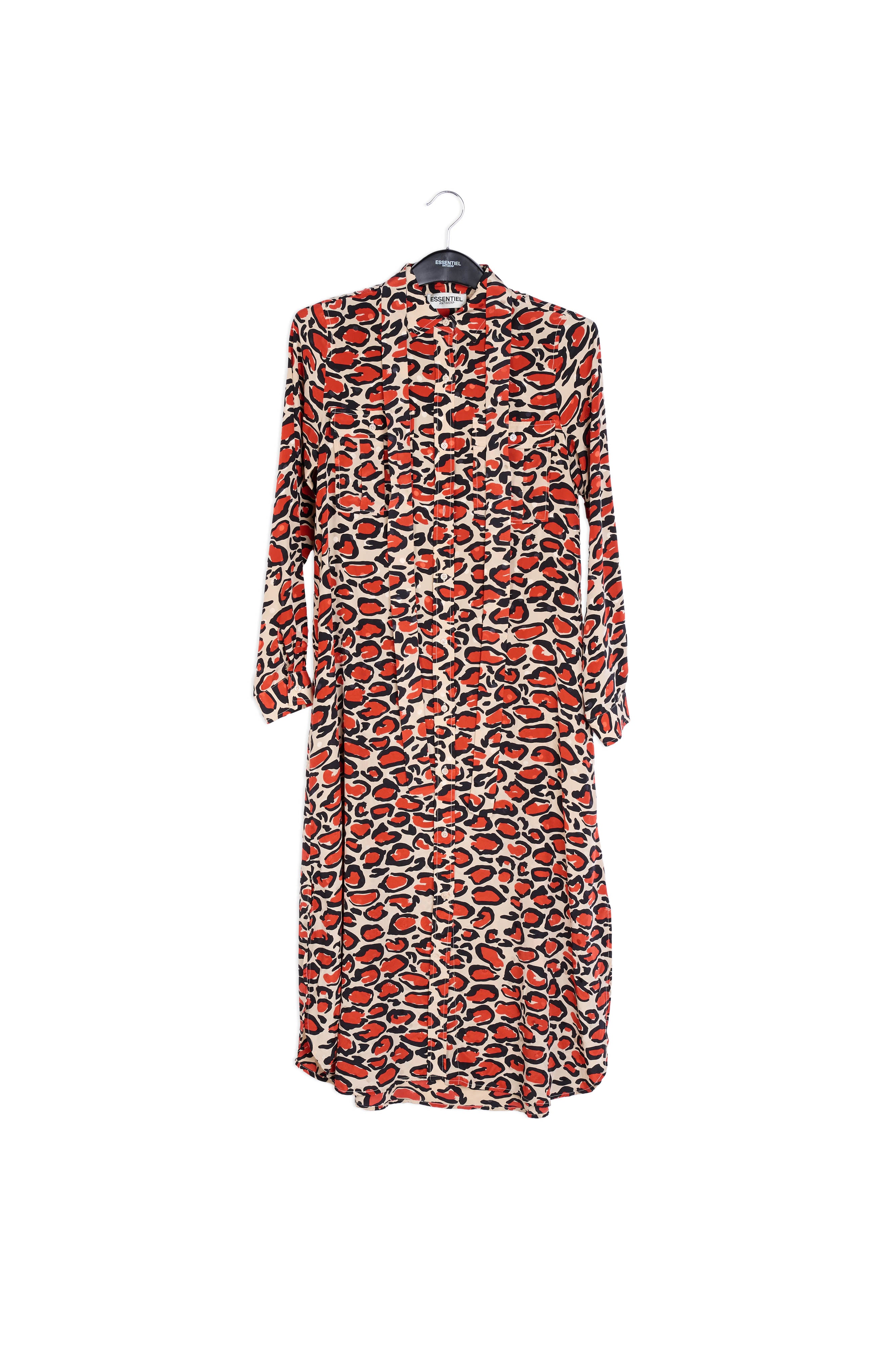 Gebroken witte zijden hemdjurk met luipaardprint RE—SSENTIEL | Essentiel second hand