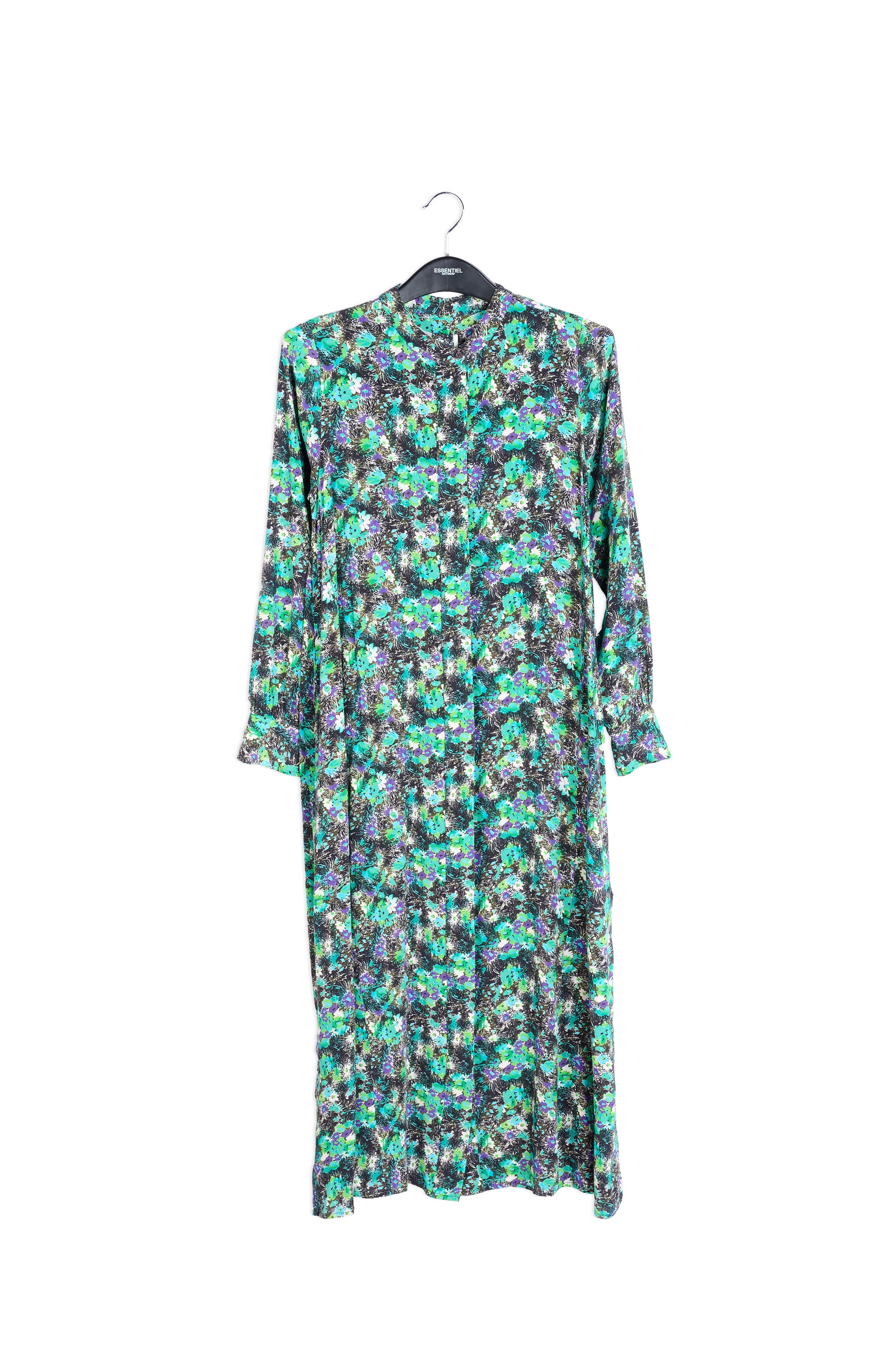 Green floral print a-line shirt dress RE—SSENTIEL | Essentiel second hand