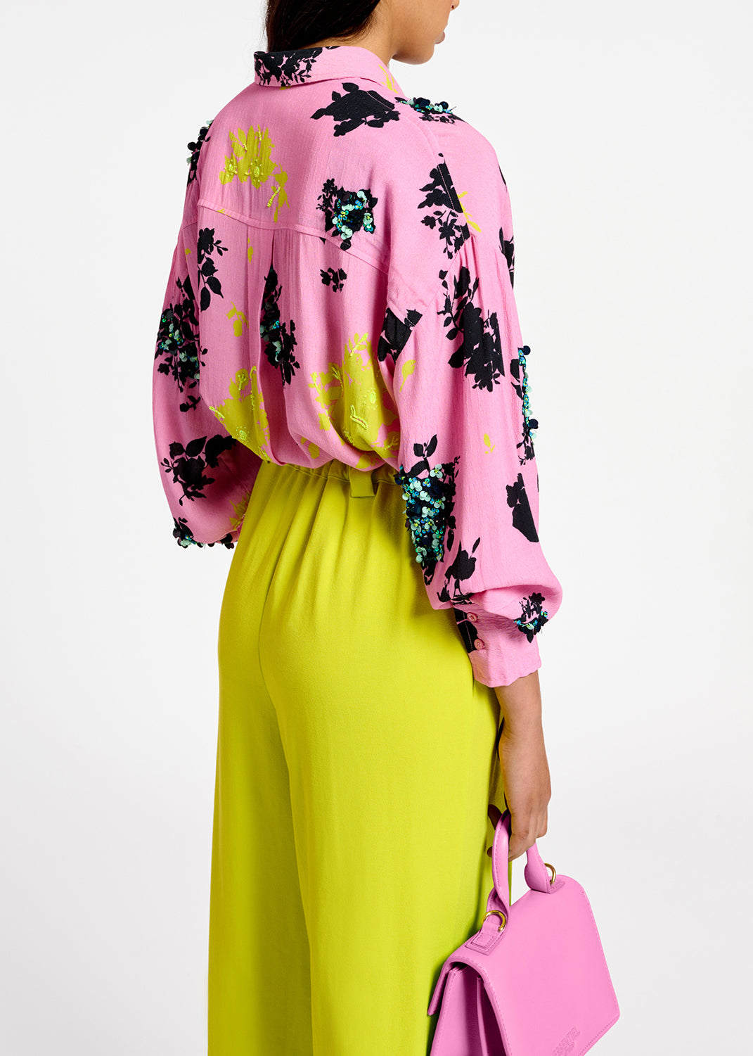 Pink, black and yellow floral print shirt RE—SSENTIEL | Essentiel second hand