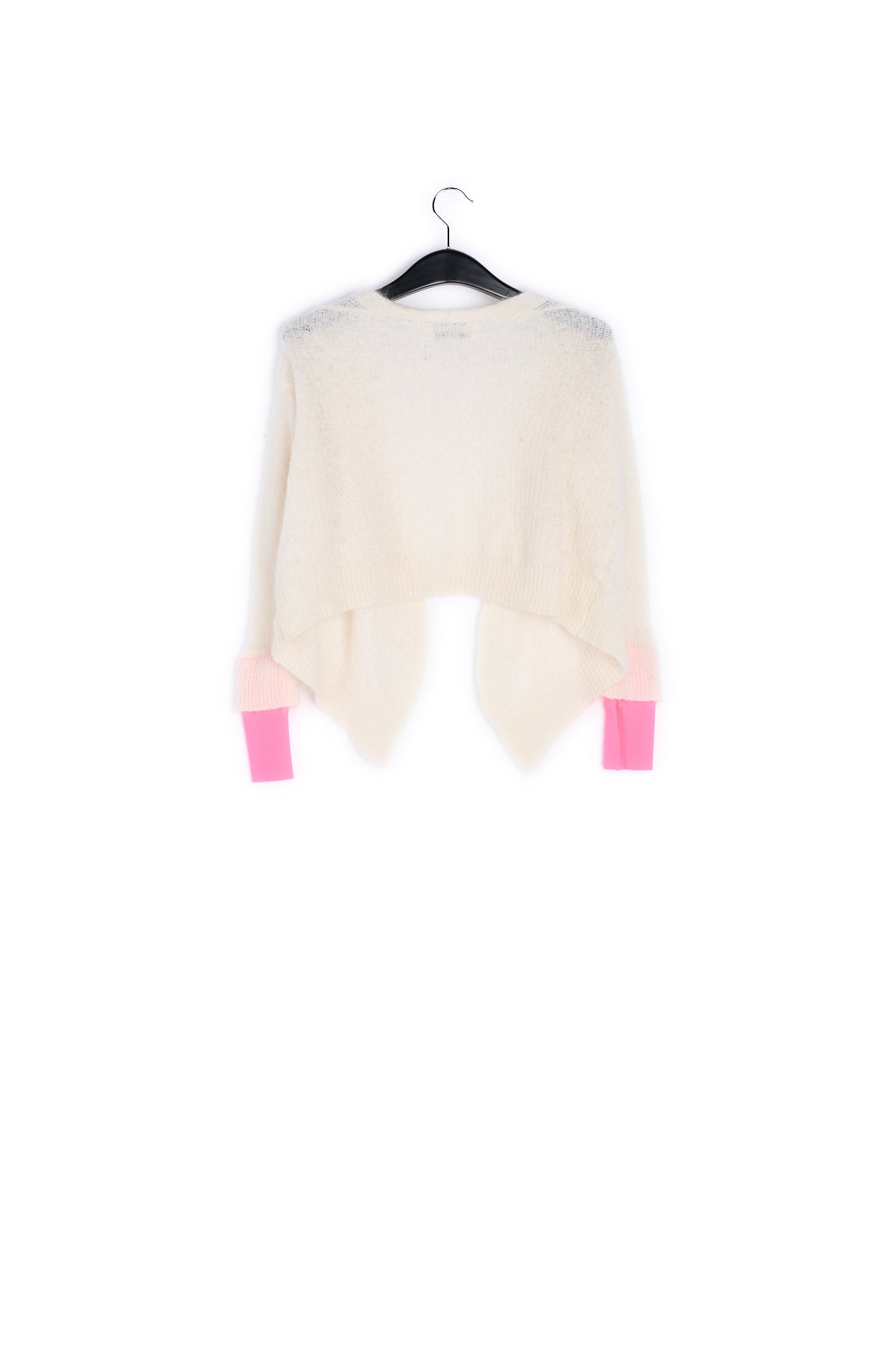 Off-white mohair-blend cardigan with neon cuffs RE—SSENTIEL | Essentiel second hand