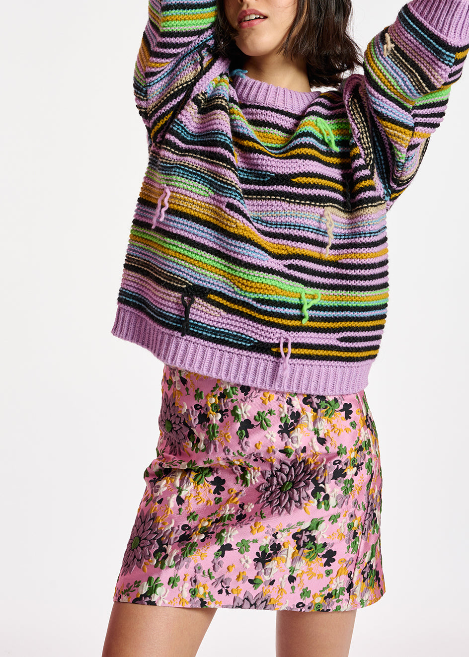 Pull lilas à rayures effet à l'envers RE—SSENTIEL | Essentiel second hand