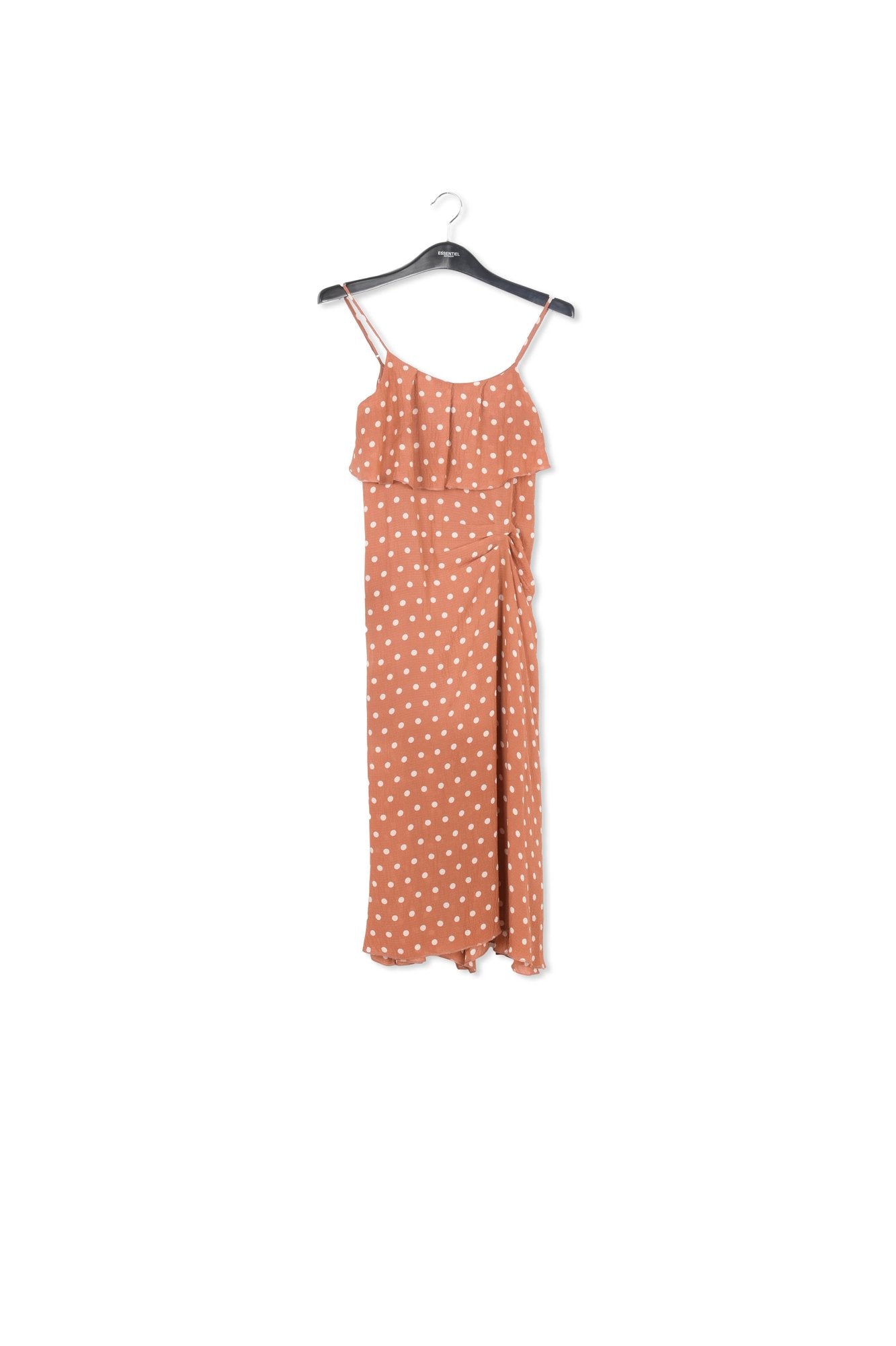 Brown and white polka-dot slip dress RE—SSENTIEL | Essentiel second hand