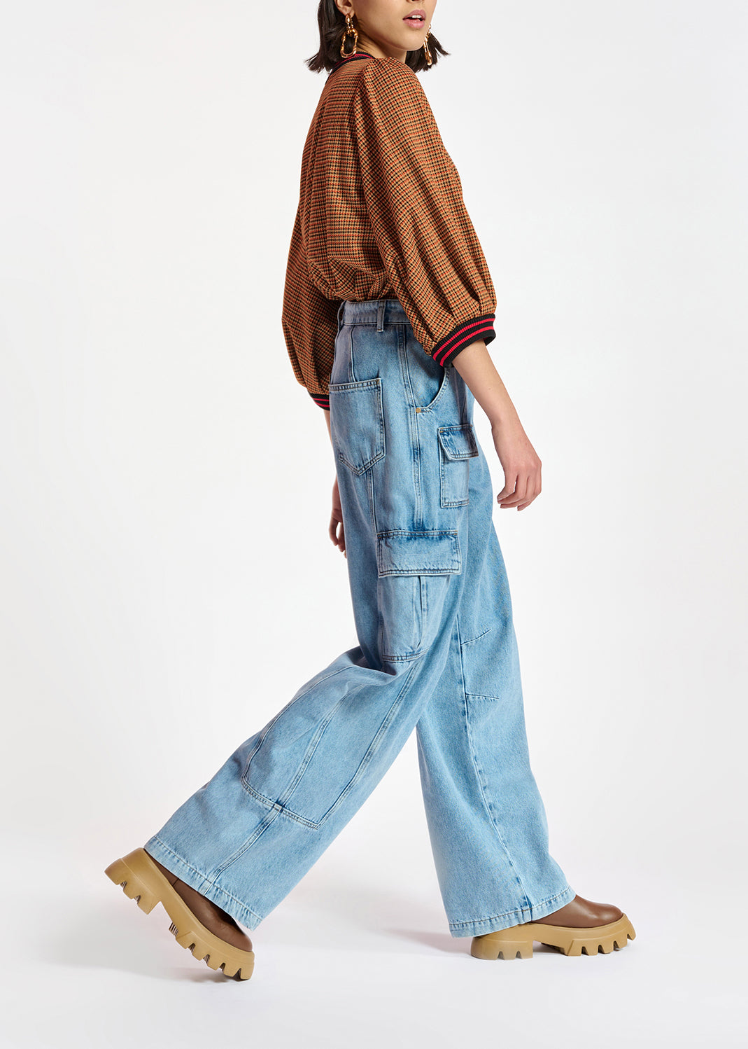 Jean treillis bleu aux jambes larges RE—SSENTIEL | Essentiel second hand