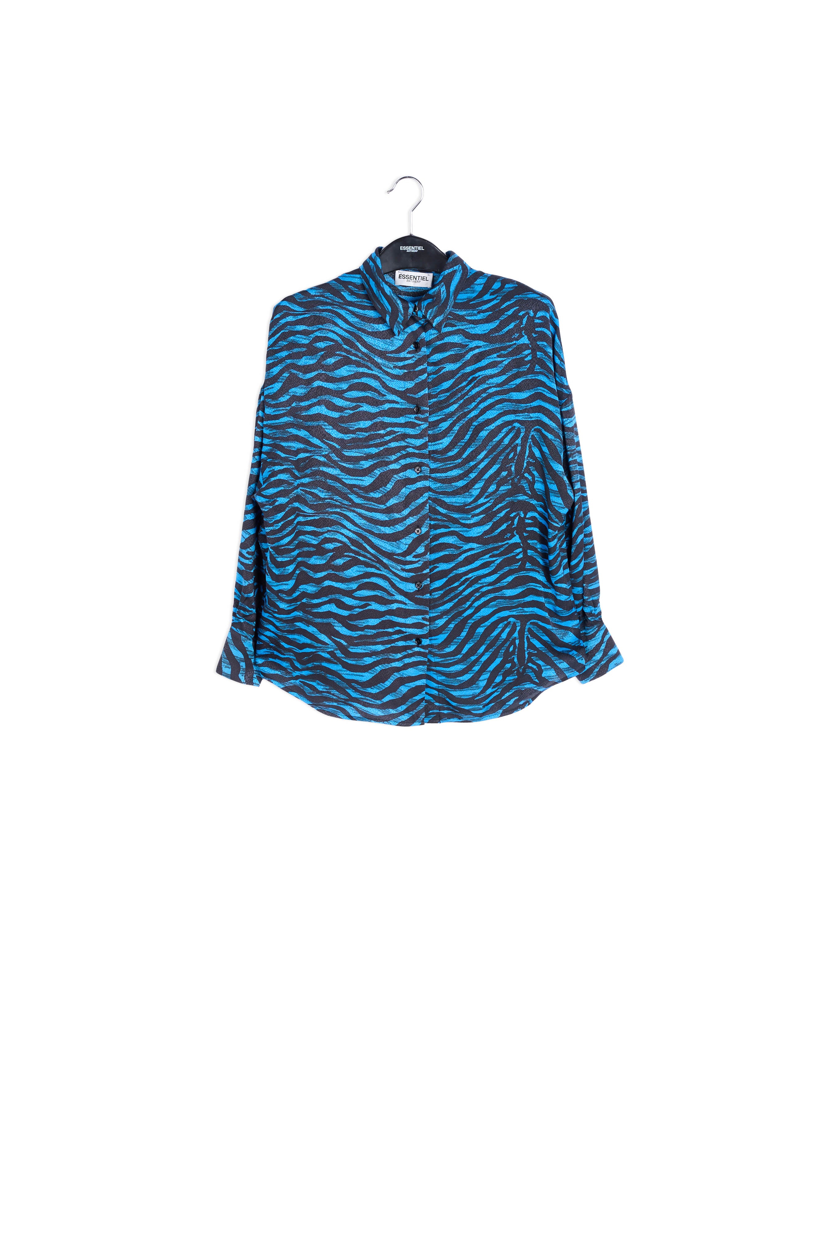 Turquoise and black zebra print oversized shirt RE—SSENTIEL | Essentiel second hand