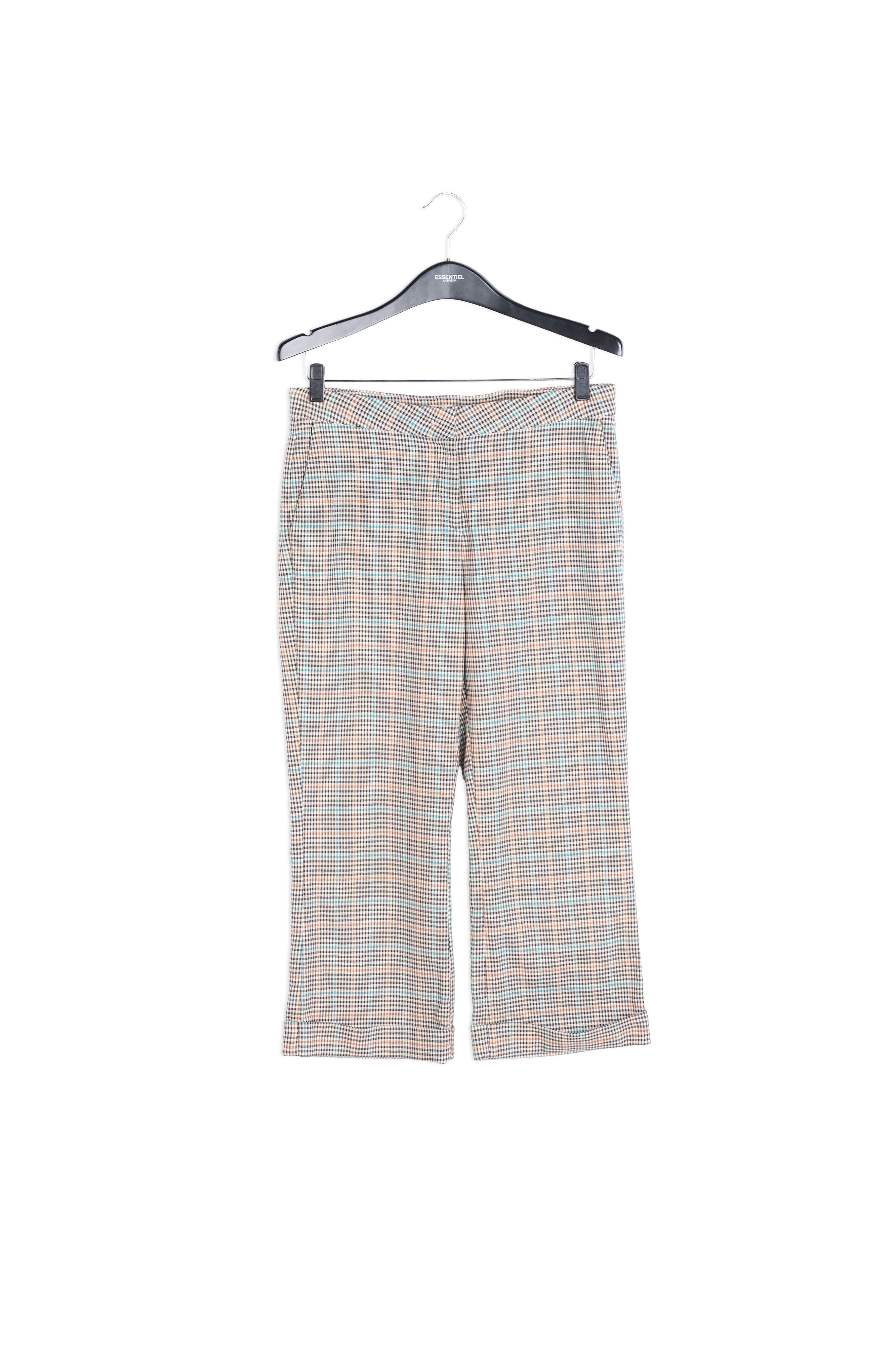 Pantalon gris à carreaux bleus et oranges  RE—SSENTIEL | Essentiel second hand