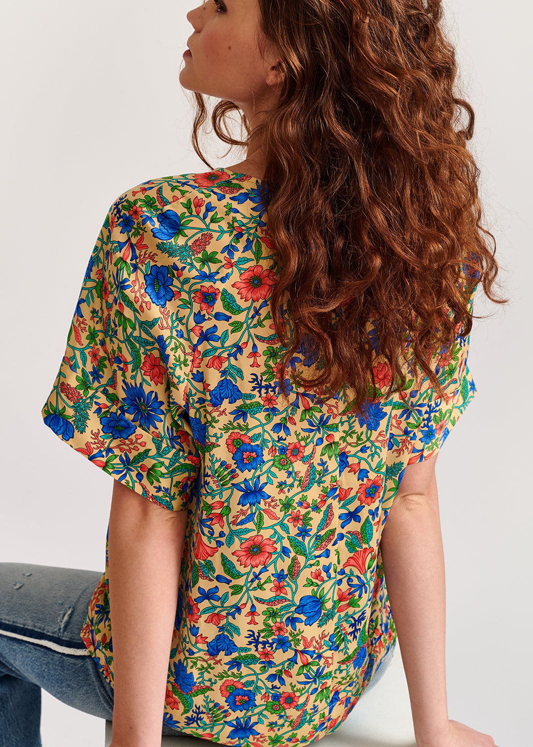 Cream floral-print top RE—SSENTIEL | Essentiel second hand