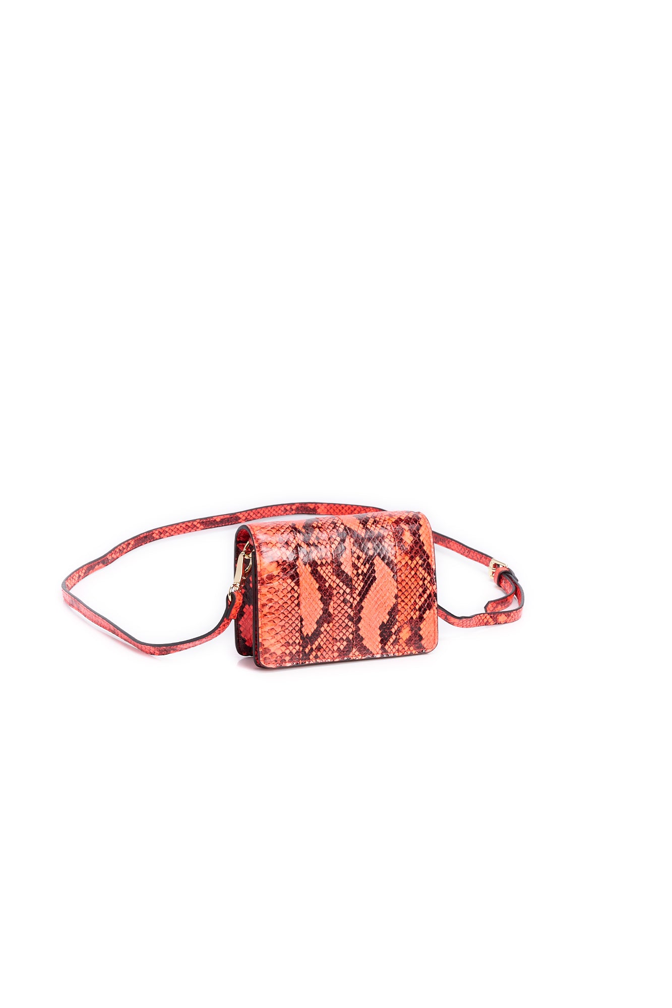 Red and black snake leather belt bag RE—SSENTIEL | Essentiel second hand