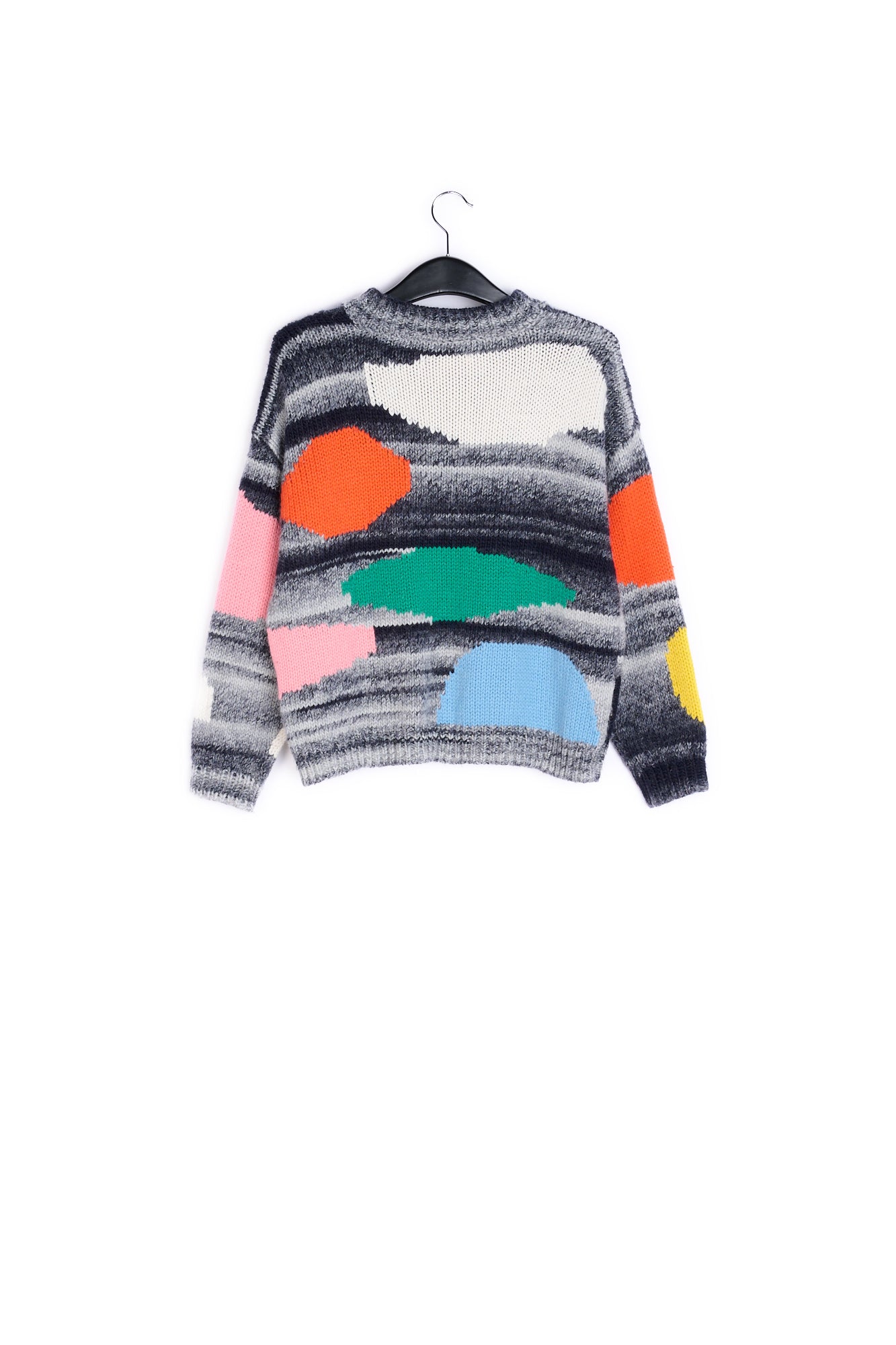 Grey mélange knitted sweater with oversized polka dots RE—SSENTIEL | Essentiel second hand