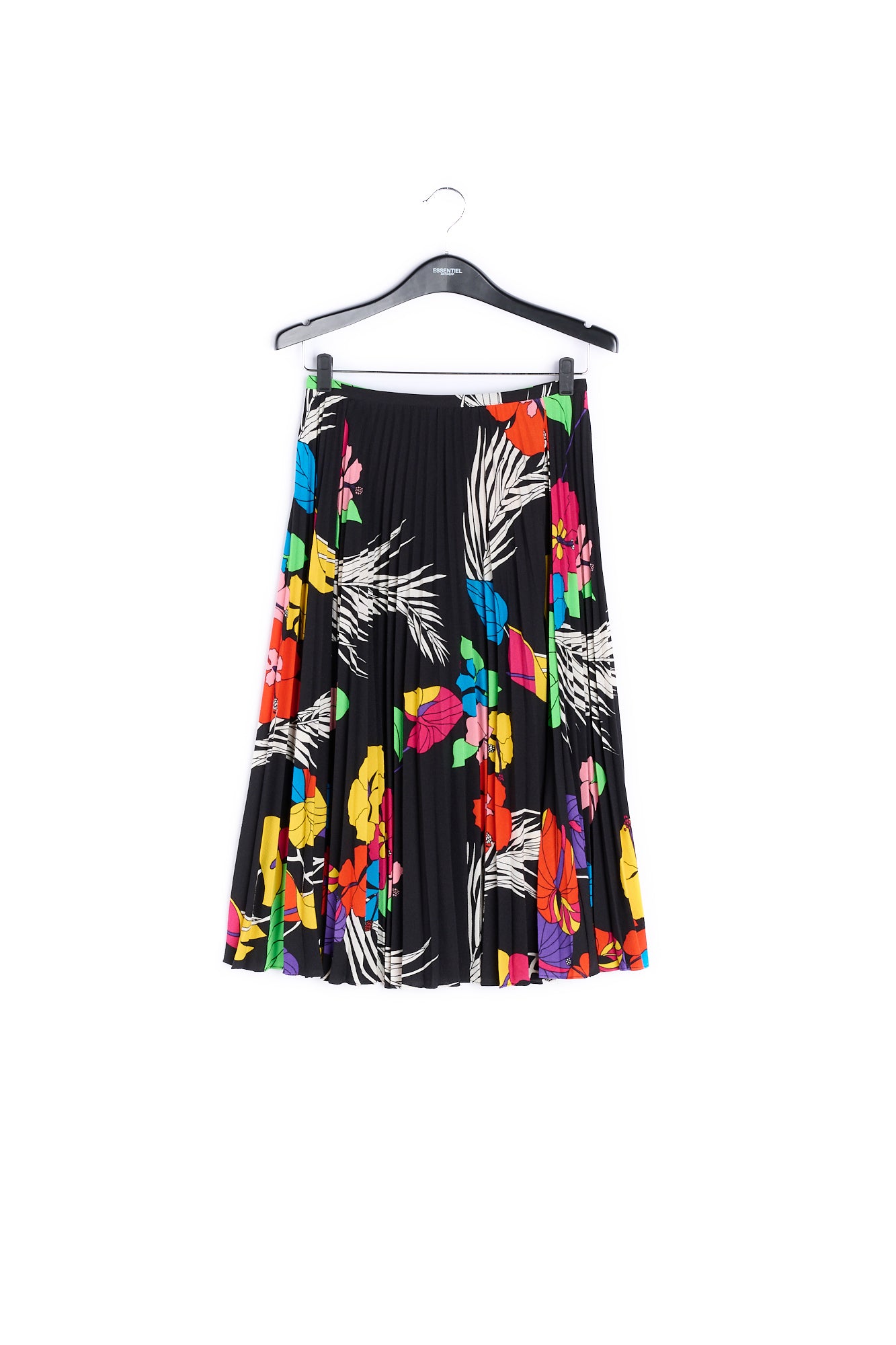 Black tropic print pleated skirt RE—SSENTIEL | Essentiel second hand