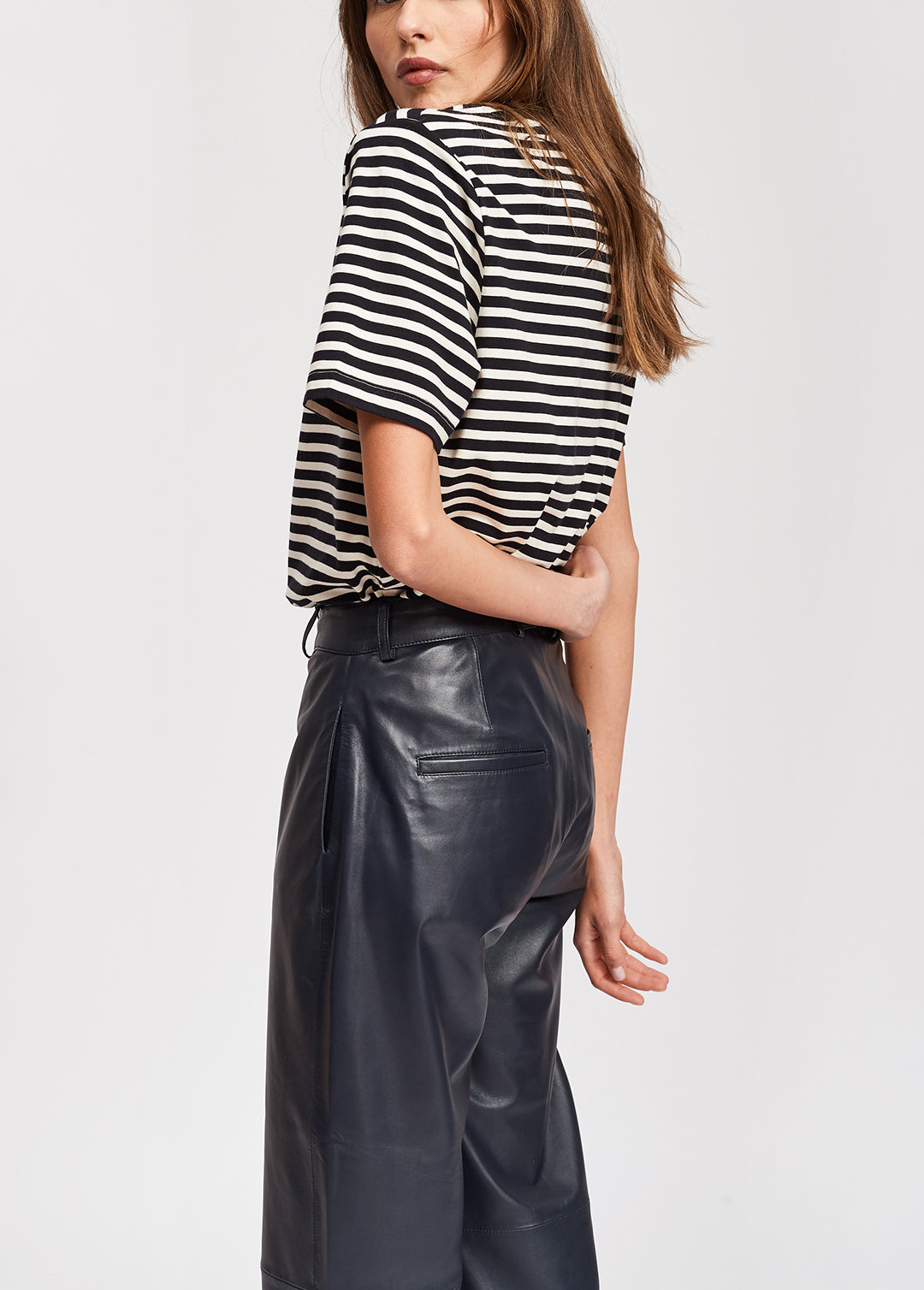 Black and white striped t-shirt with future print RE—SSENTIEL | Essentiel second hand