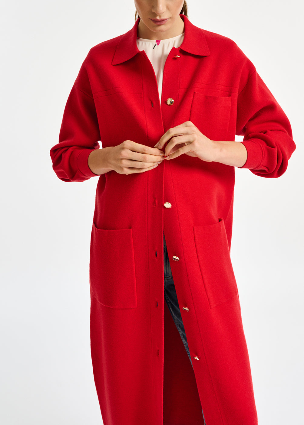 Cardigan rouge avec ceinture RE—SSENTIEL | Essentiel second hand