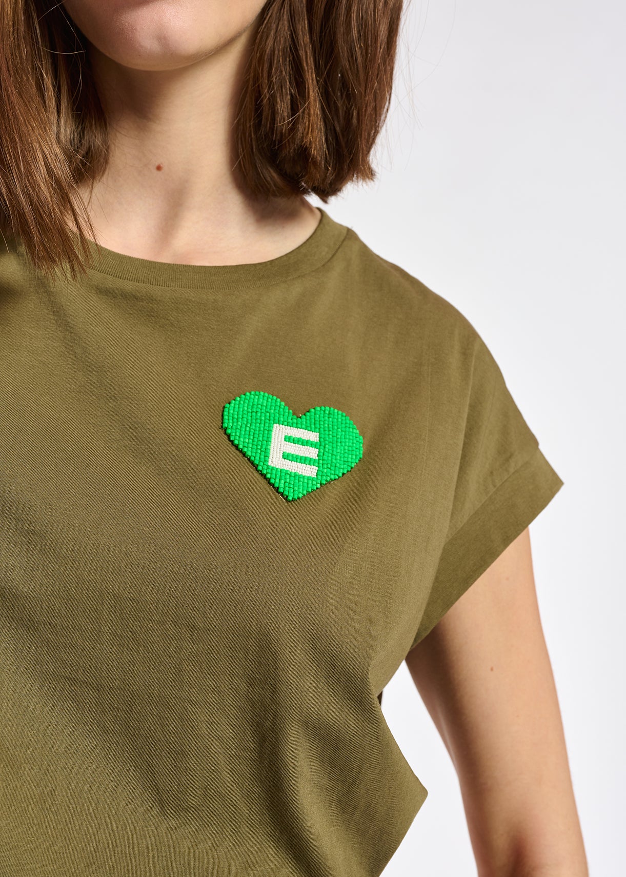 Lilac cotton t-shirt with bead embroidery detail RE—SSENTIEL | Essentiel second hand