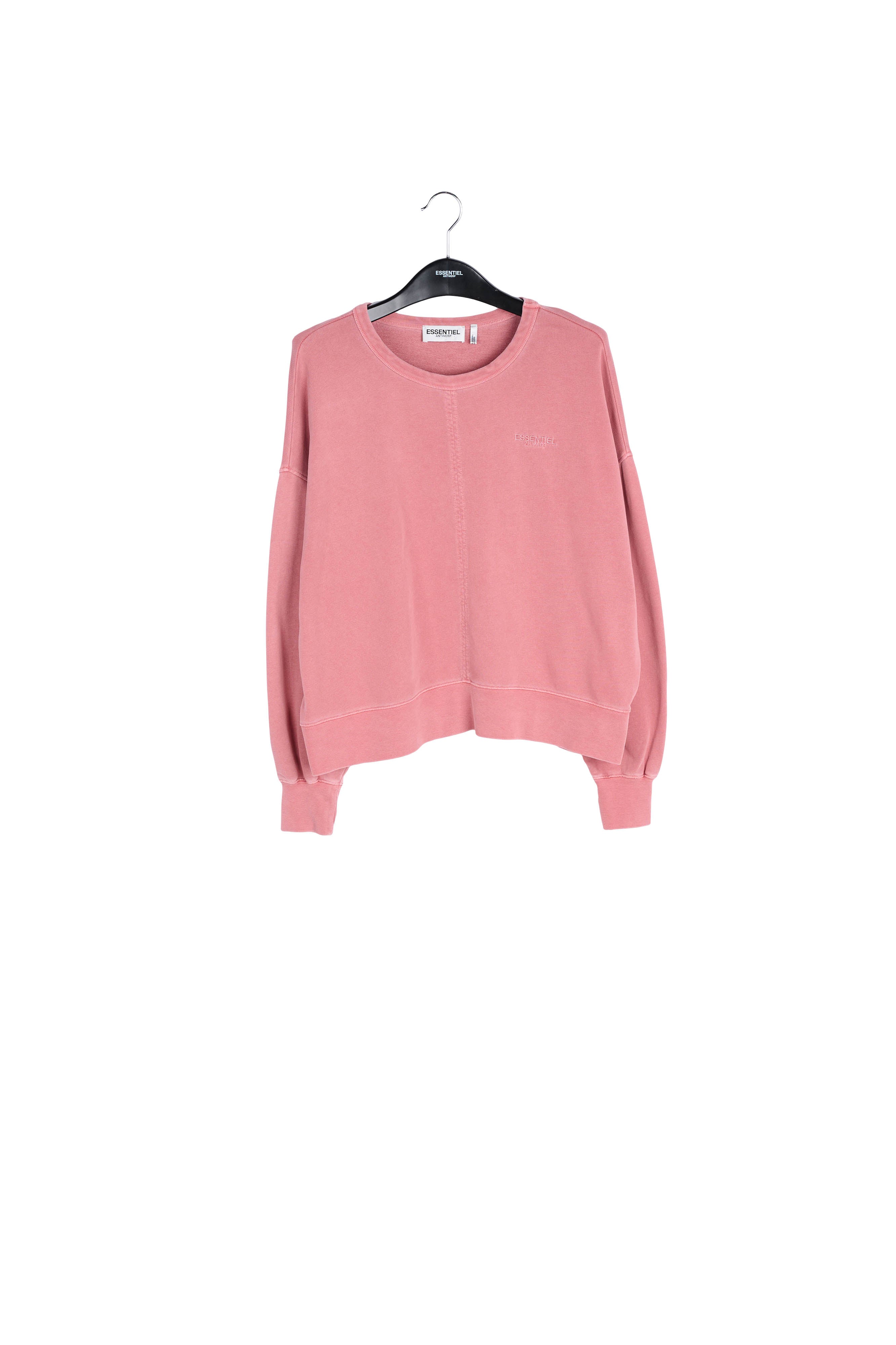 Pink organic-cotton jersey sweatshirt RE—SSENTIEL | Essentiel second hand