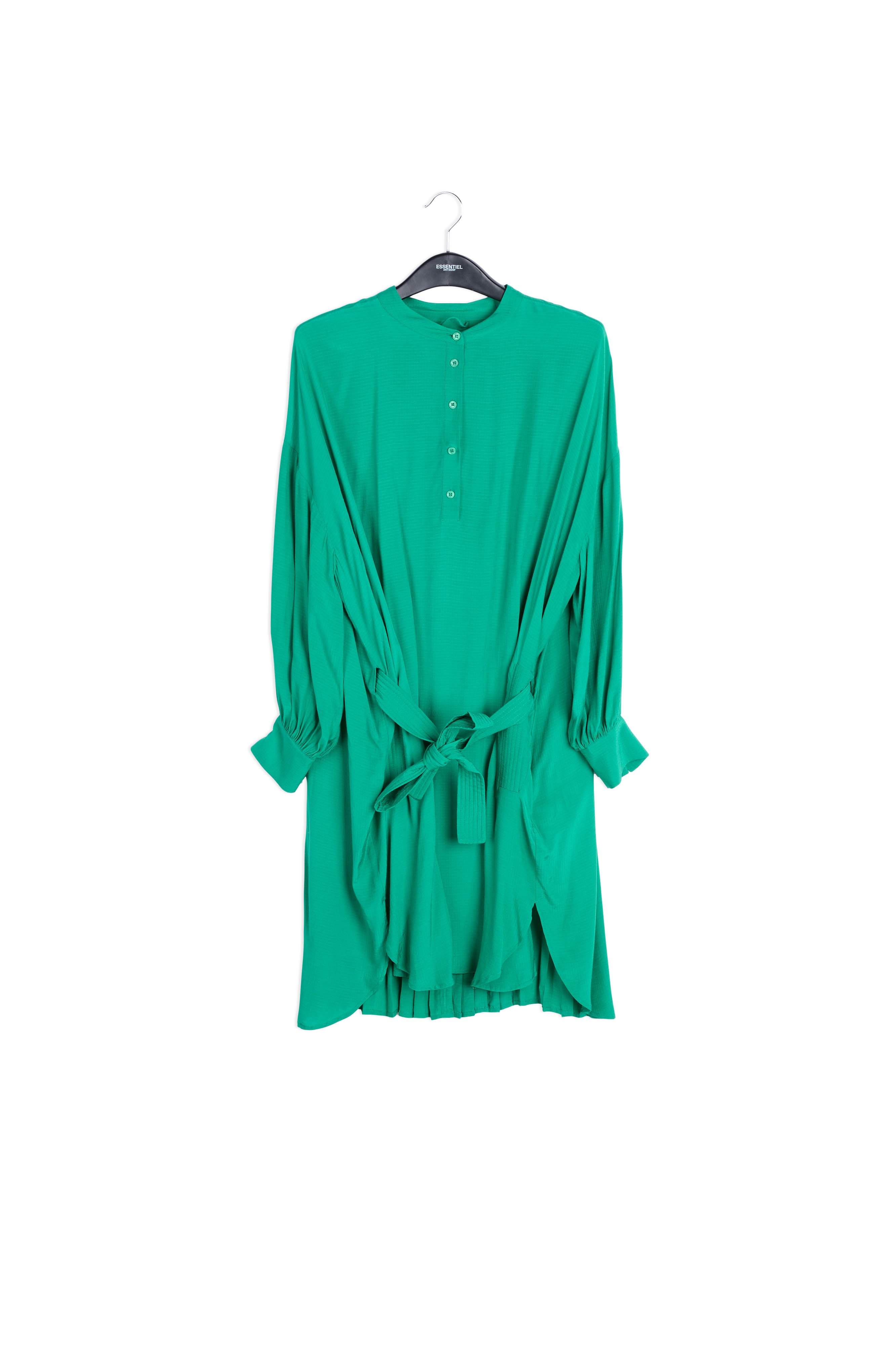 Green relaxed-fit shirt dress with plissé backside RE—SSENTIEL | Essentiel second hand