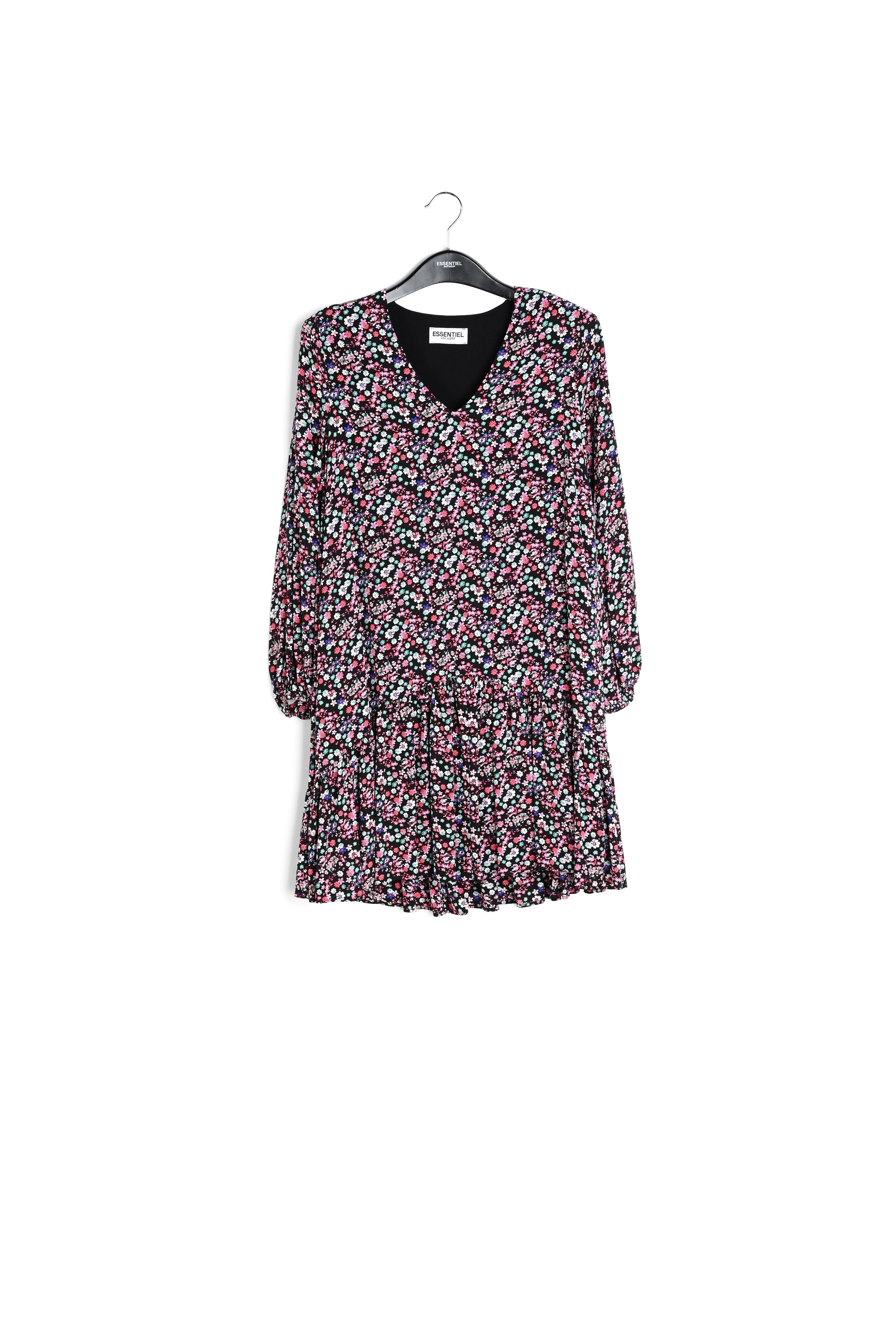 Mini robe noire à imprimé floral RE—SSENTIEL | Essentiel second hand