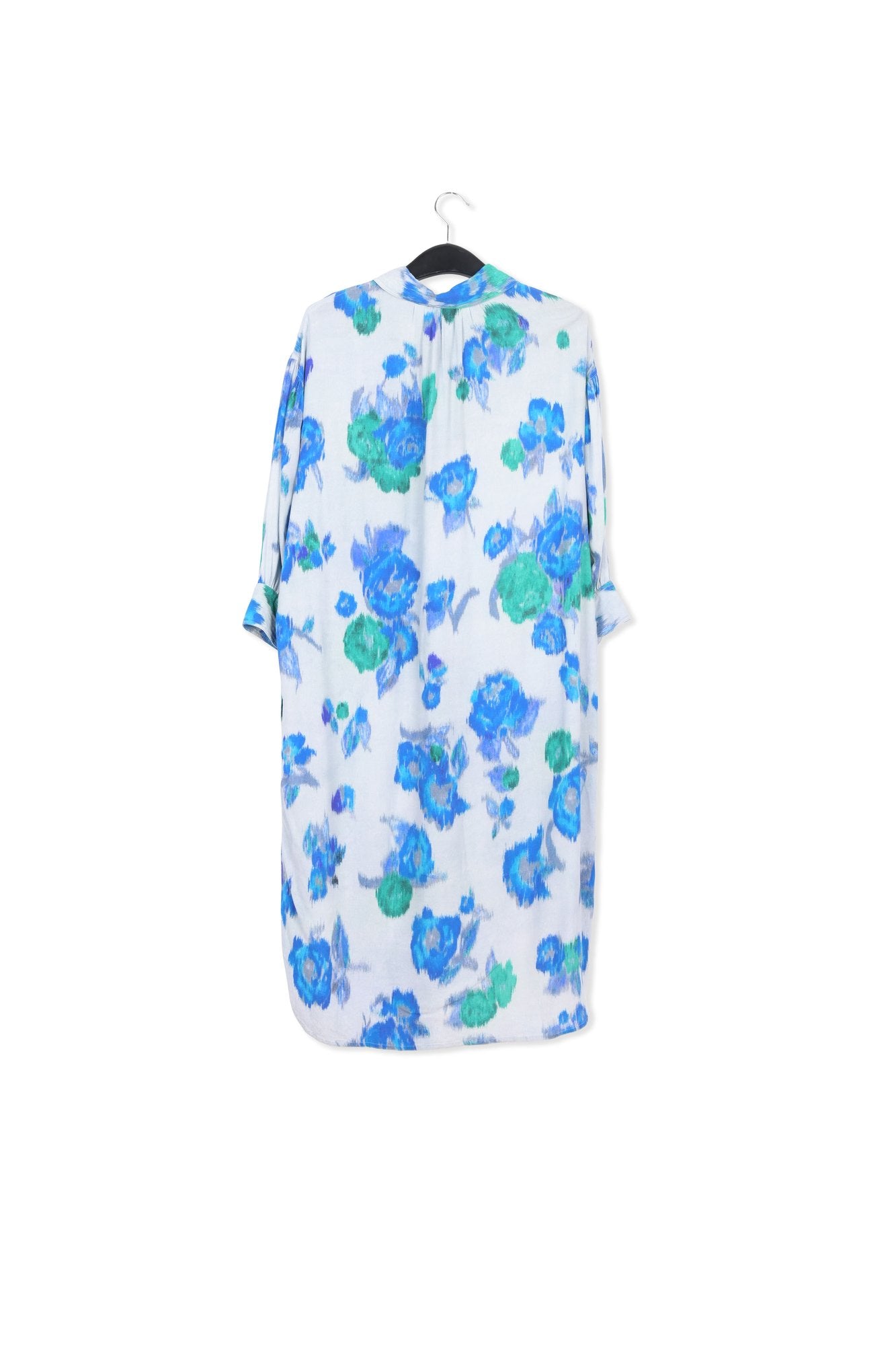 Robe chemise à fleurs bleu clair, bleue et verte RE—SSENTIEL | Essentiel second hand