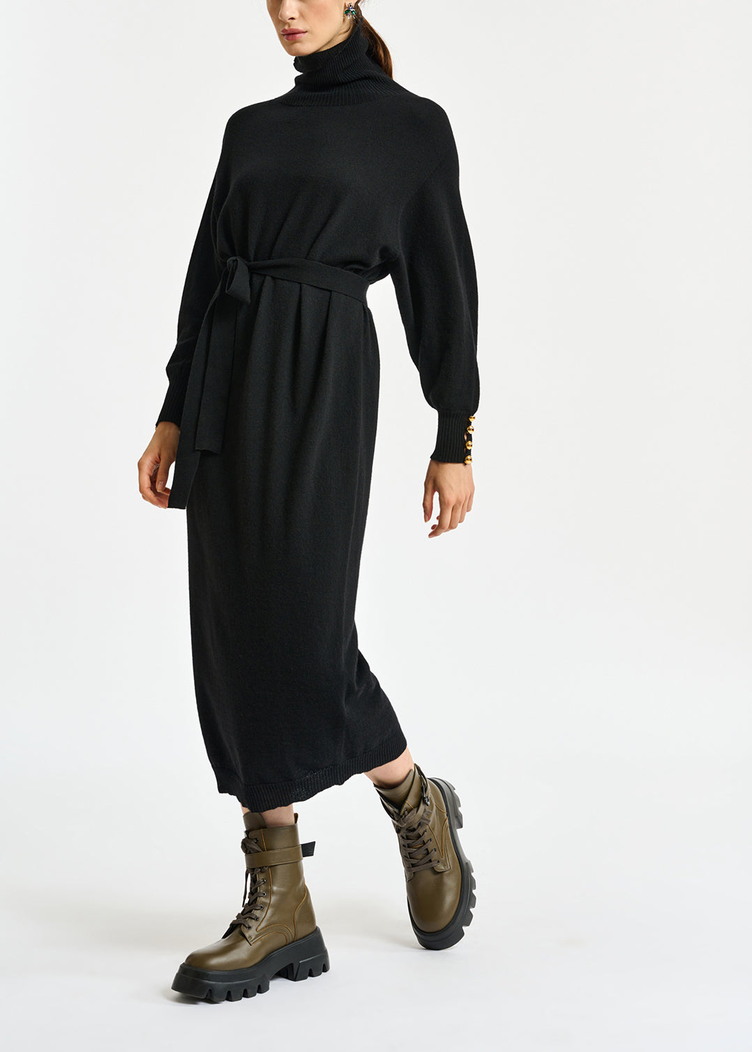 Black turtleneck knit dress RE—SSENTIEL | Essentiel second hand