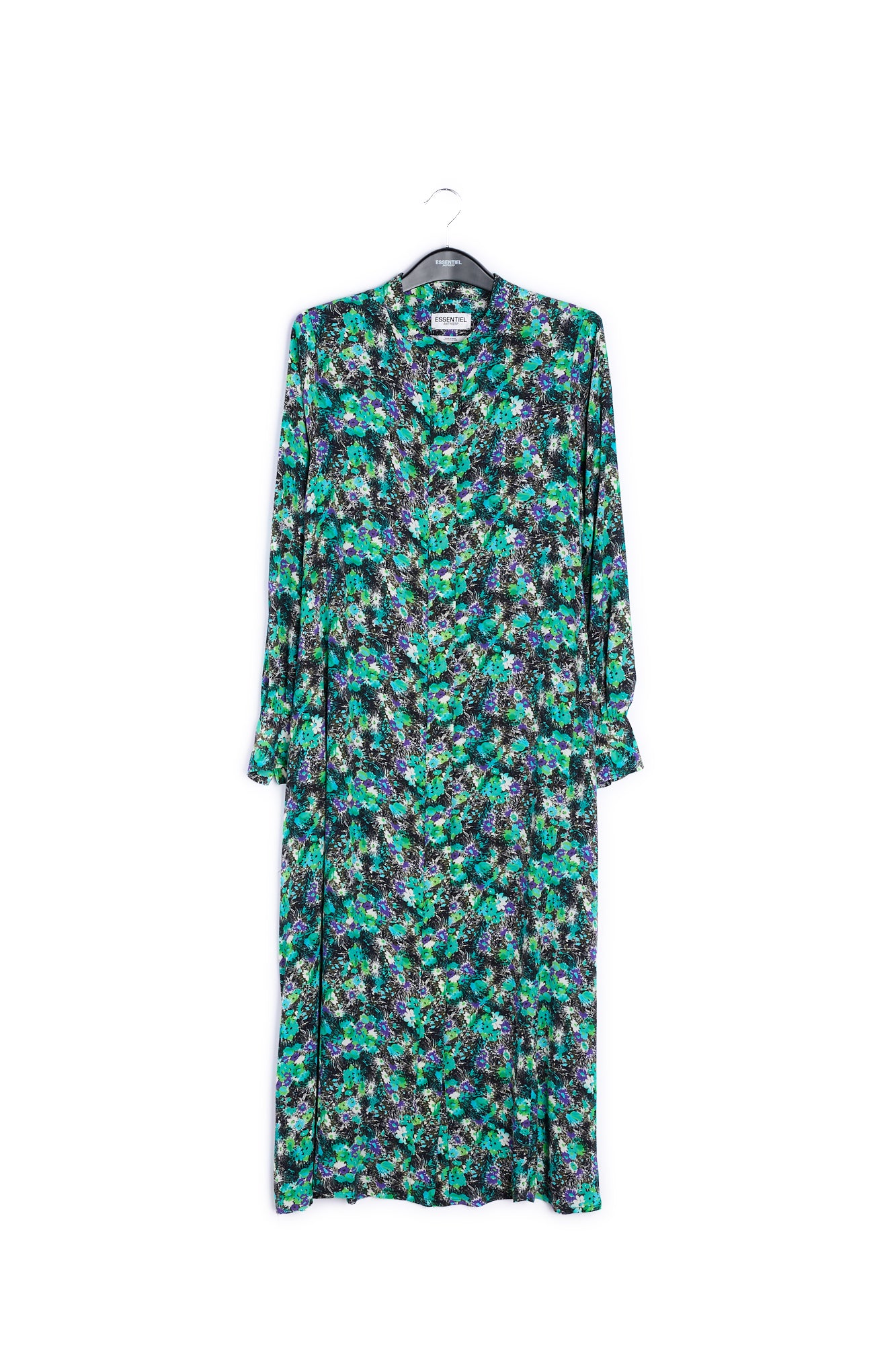Green floral print a-line shirt dress RE—SSENTIEL | Essentiel second hand