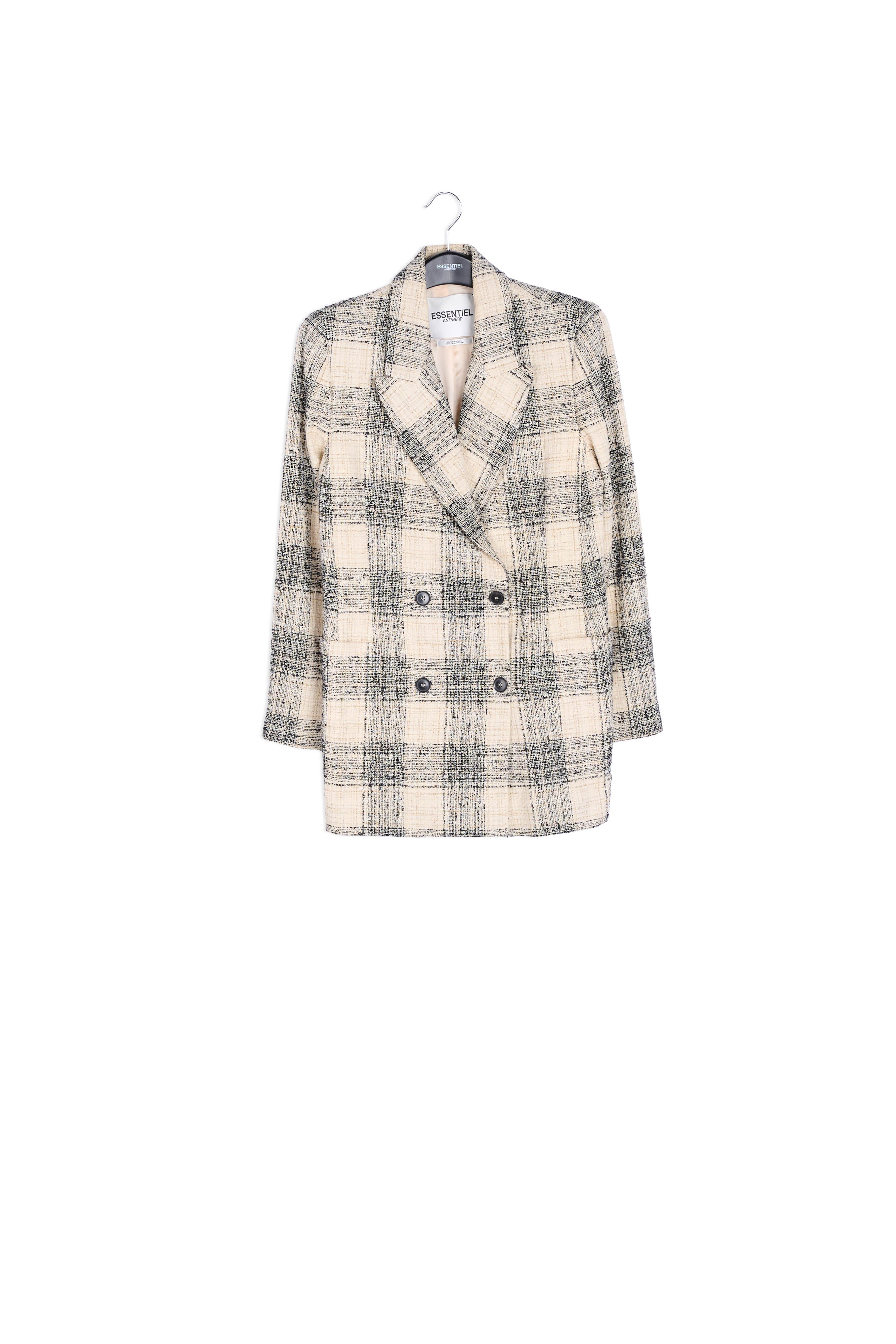 Off-white oversized checked tweed blazer RE—SSENTIEL | Essentiel second hand