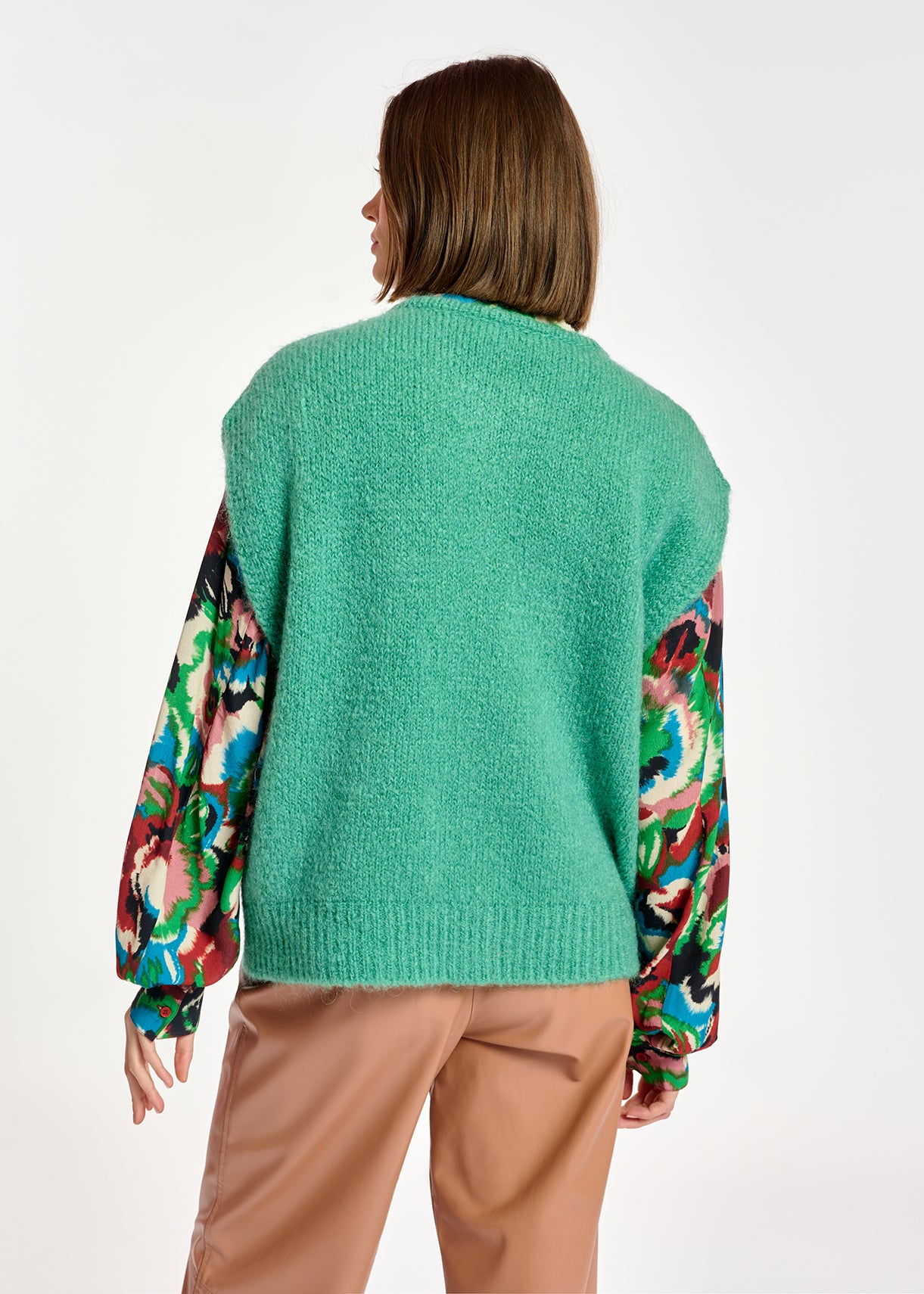 Teal sleeveless mohair-blend cardigan RE—SSENTIEL | Essentiel second hand