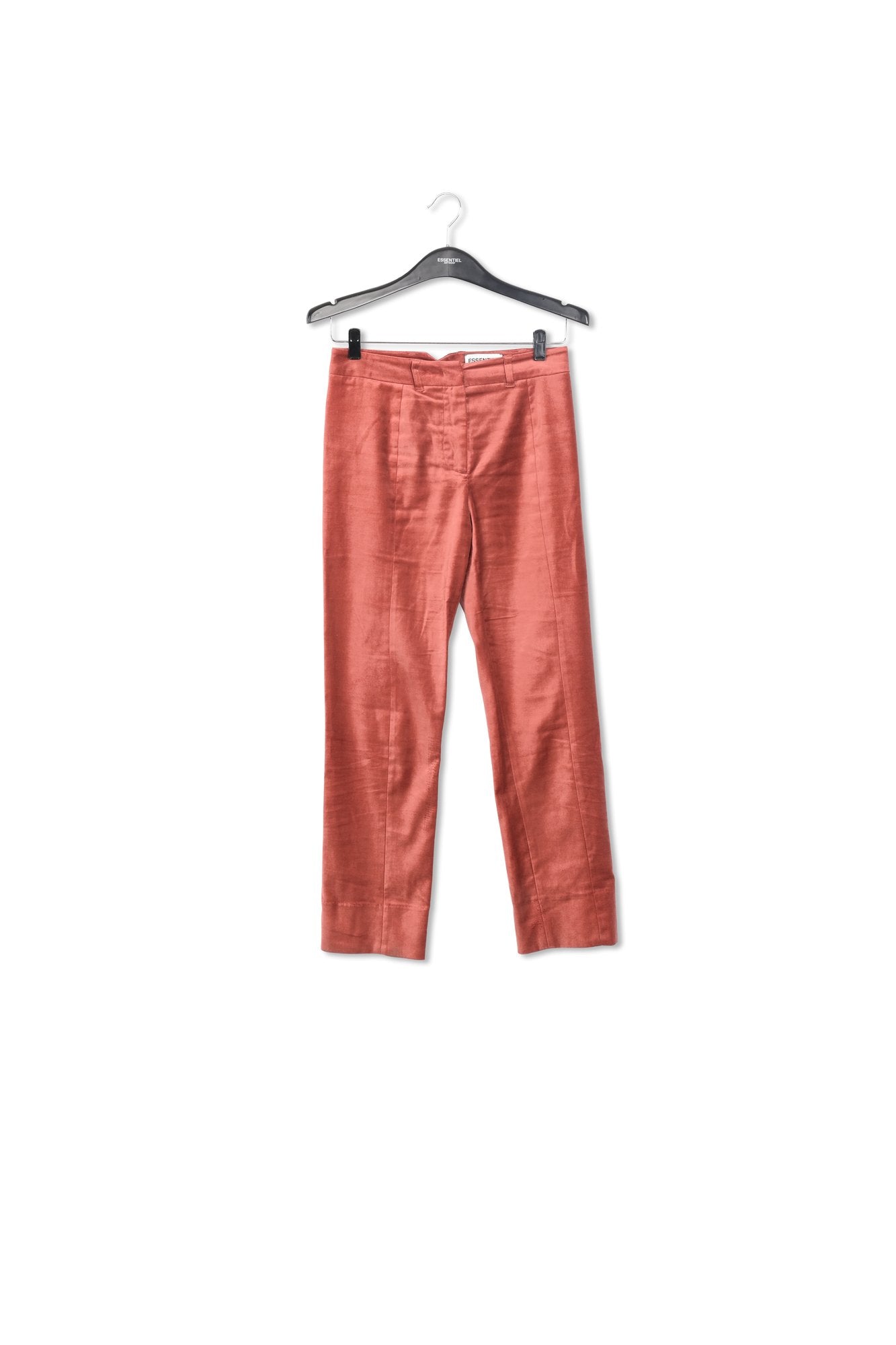 Dark peach tapered-leg velvet pants RE—SSENTIEL | Essentiel second hand