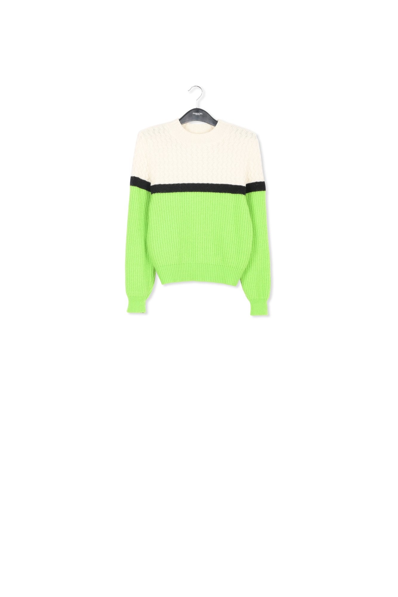White and green two stitch sweater RE—SSENTIEL | Essentiel second hand