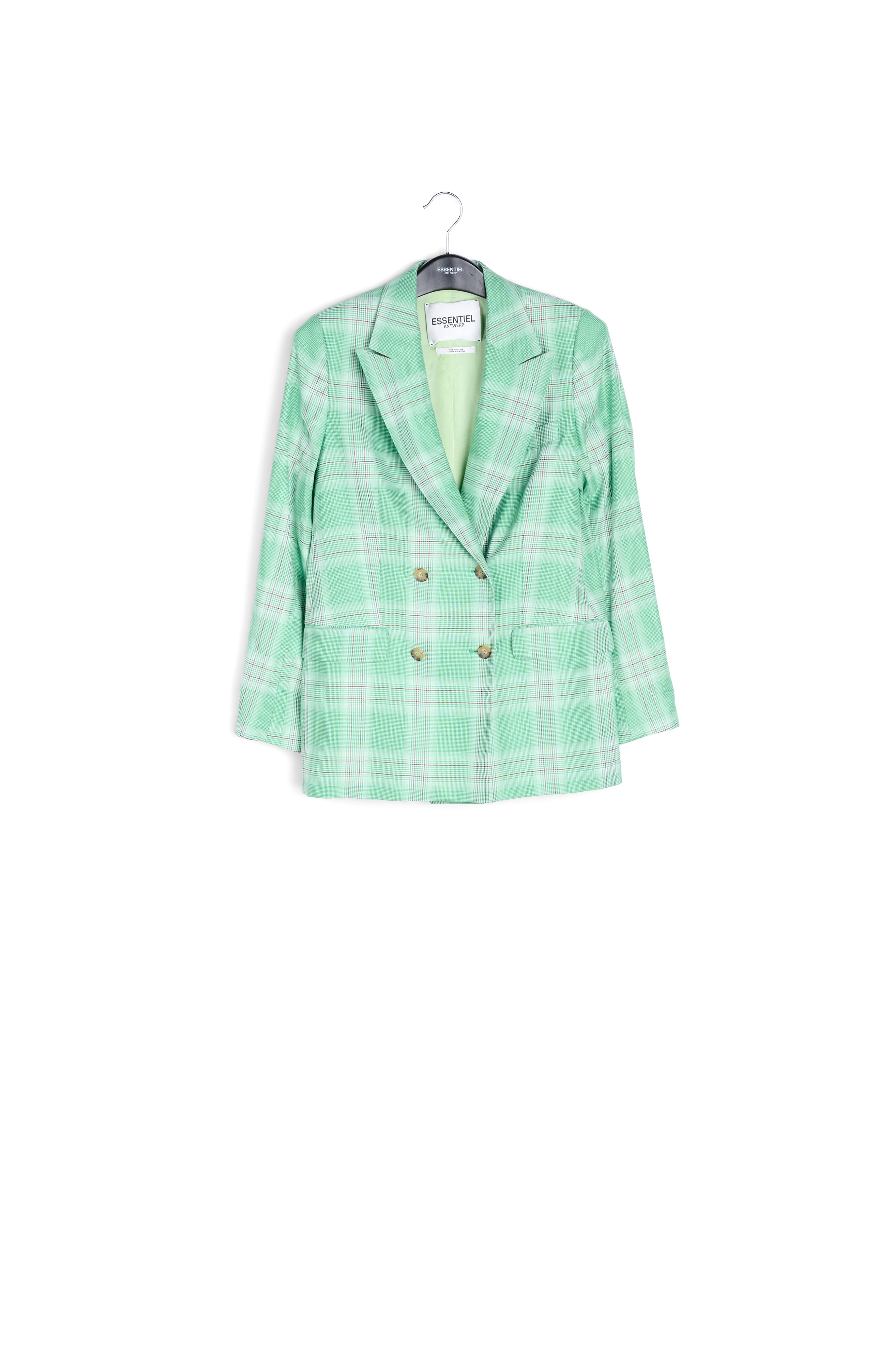 Veste croisée en tartan vert RE—SSENTIEL | Essentiel second hand
